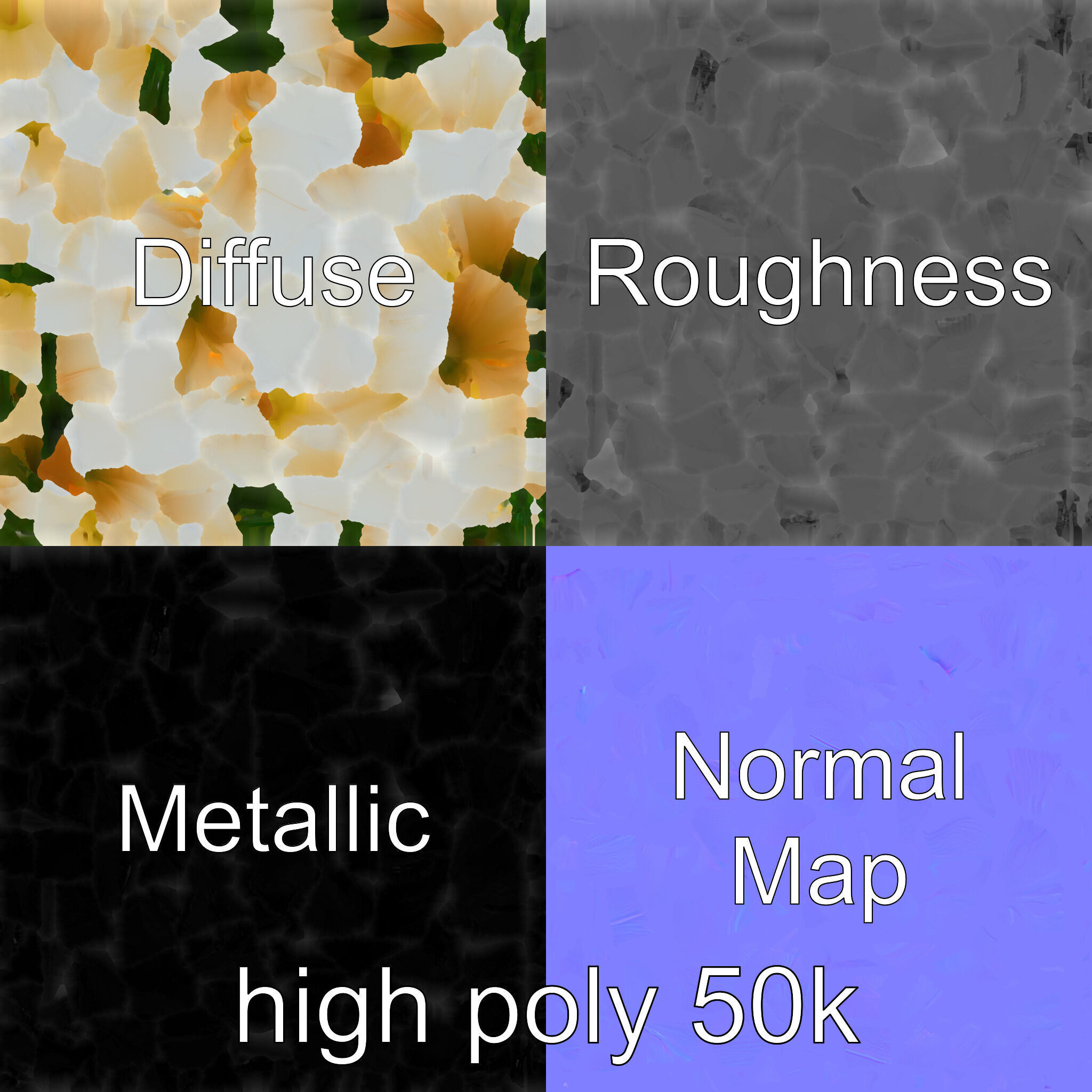 Mystical Swirl Petal Flower model pack Low-poly 3D model_3