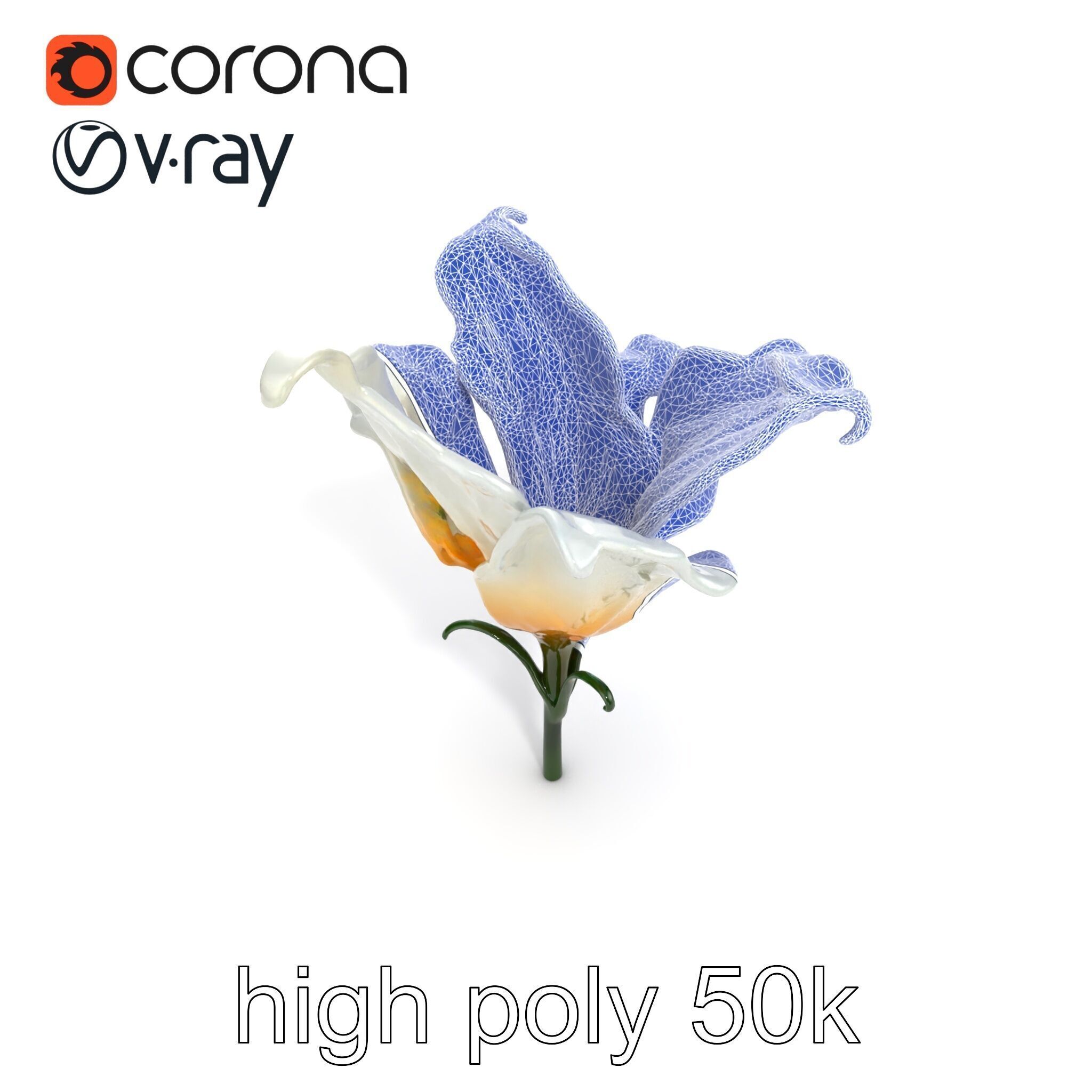 Mystical Swirl Petal Flower model pack Low-poly 3D model_29