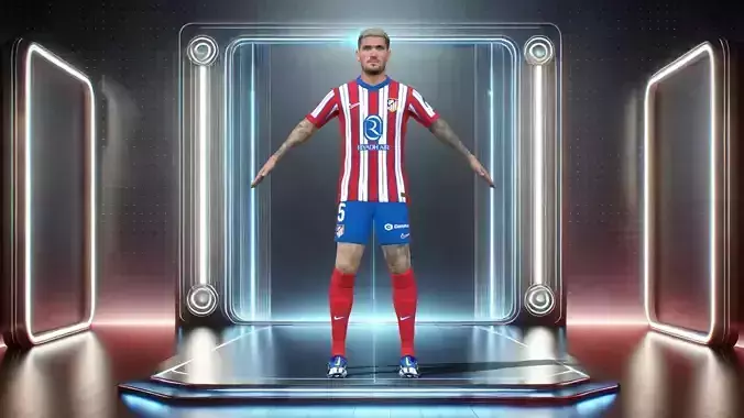 3D Rigged De Paul Atletico Madrid 2025 Low-poly 3D model