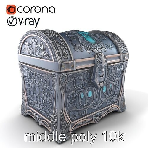 Ornate Fantastical Chest model pack Low-poly 3D model