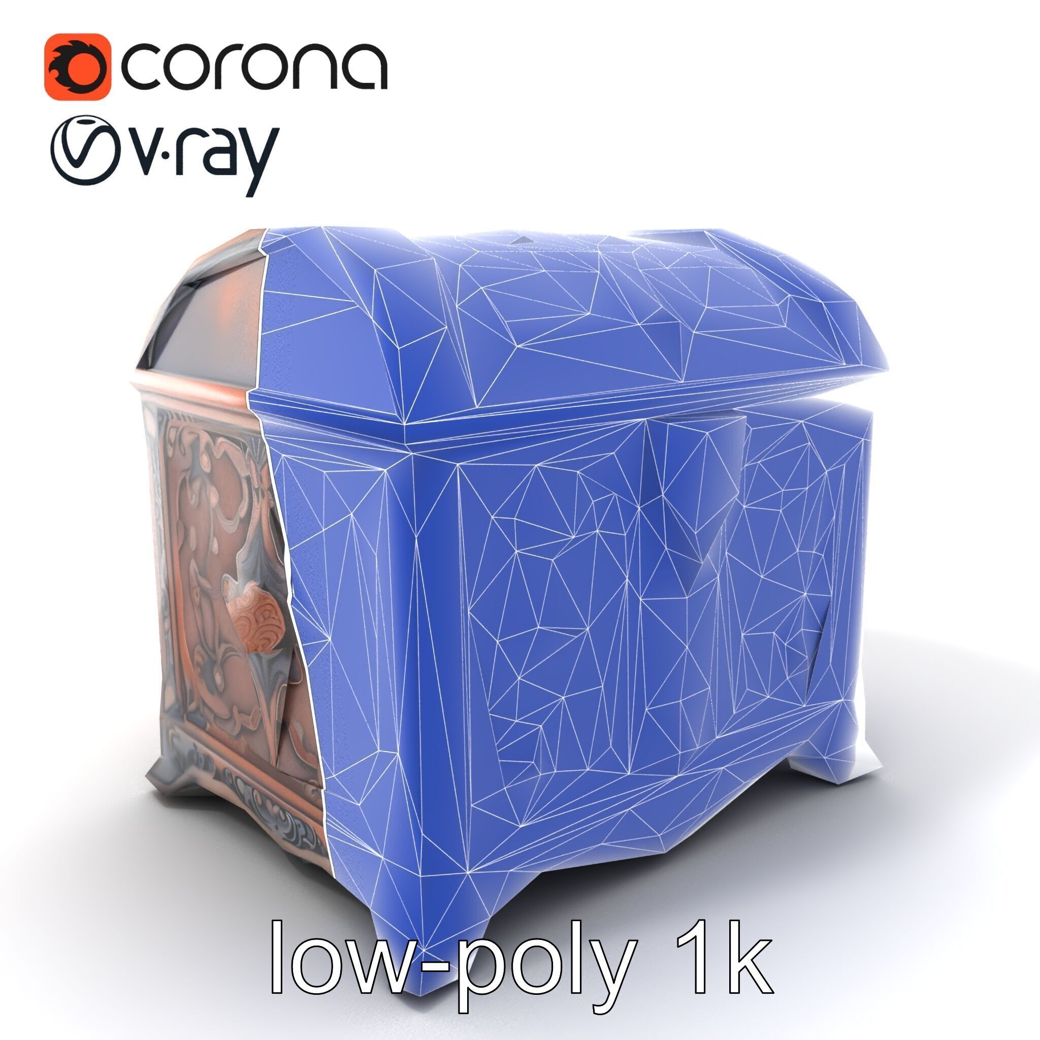 Enchanted Carved Treasure Chest model pack Low-poly 3D model_7