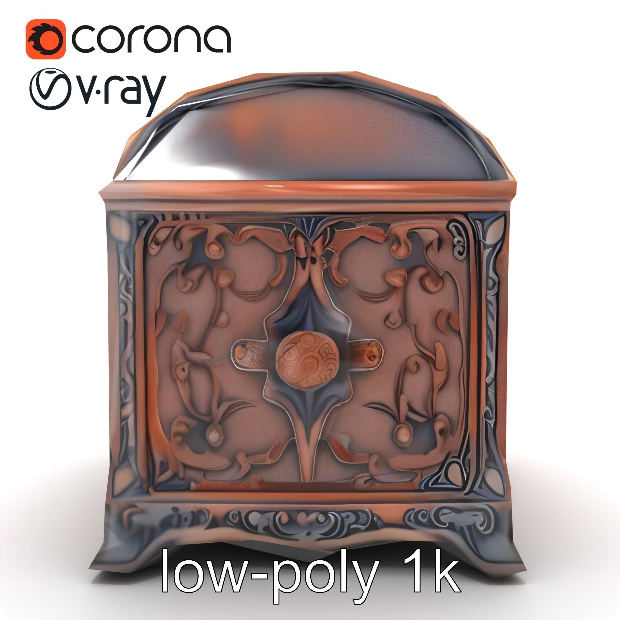 Enchanted Carved Treasure Chest model pack Low-poly 3D model_31