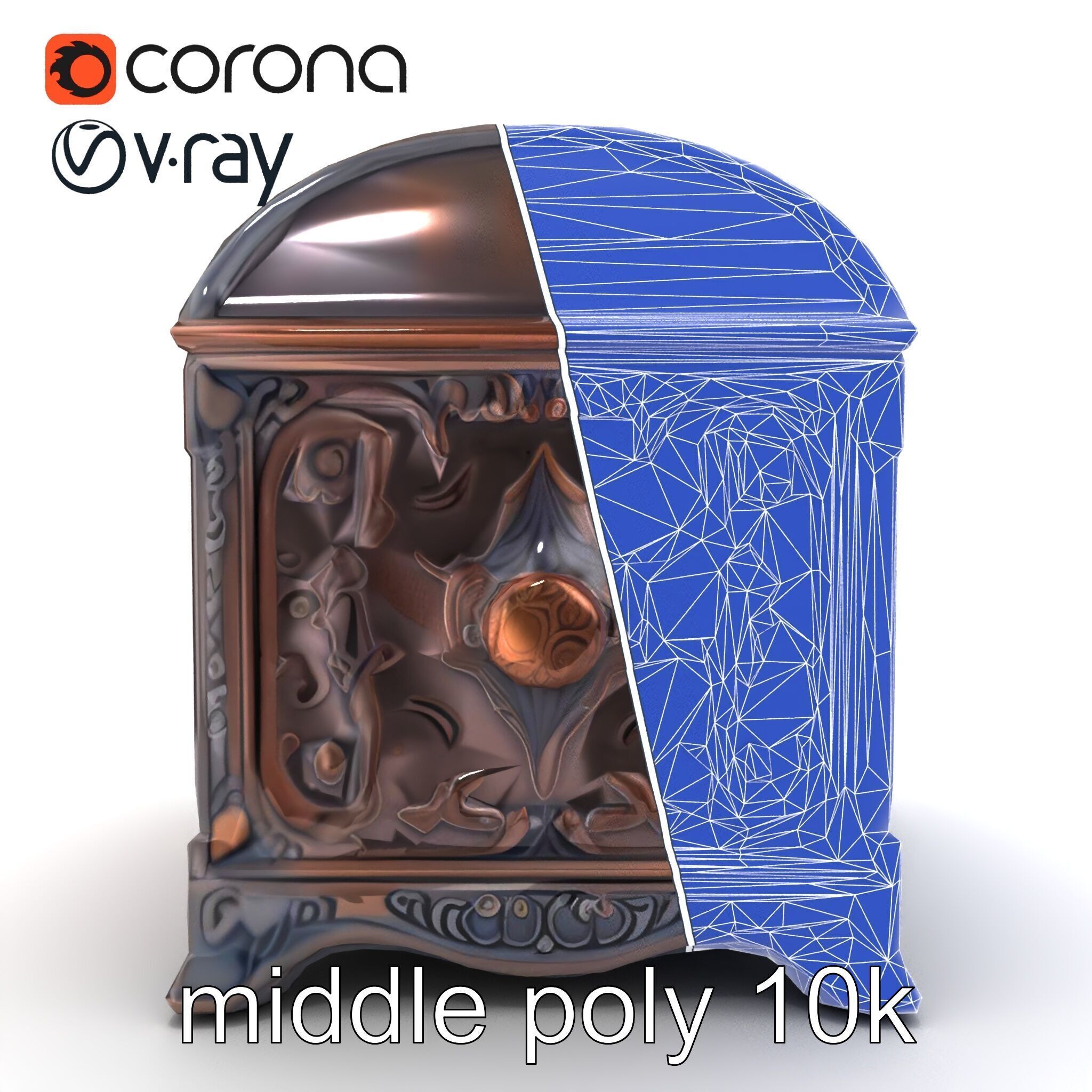 Enchanted Carved Treasure Chest model pack Low-poly 3D model_19