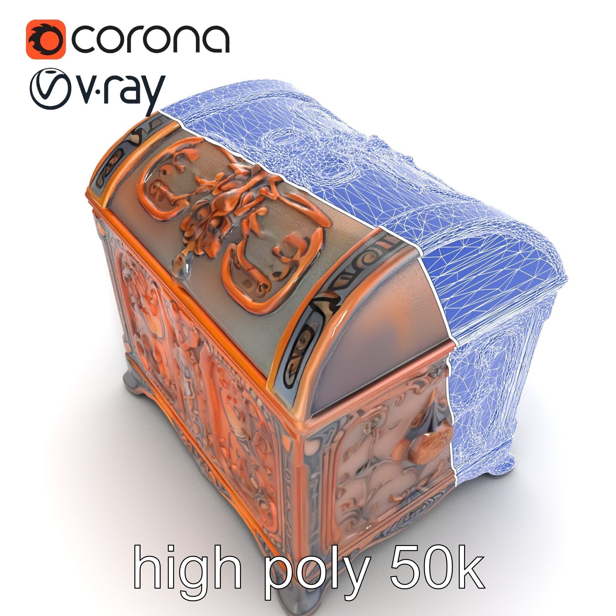 Enchanted Carved Treasure Chest model pack Low-poly 3D model_22