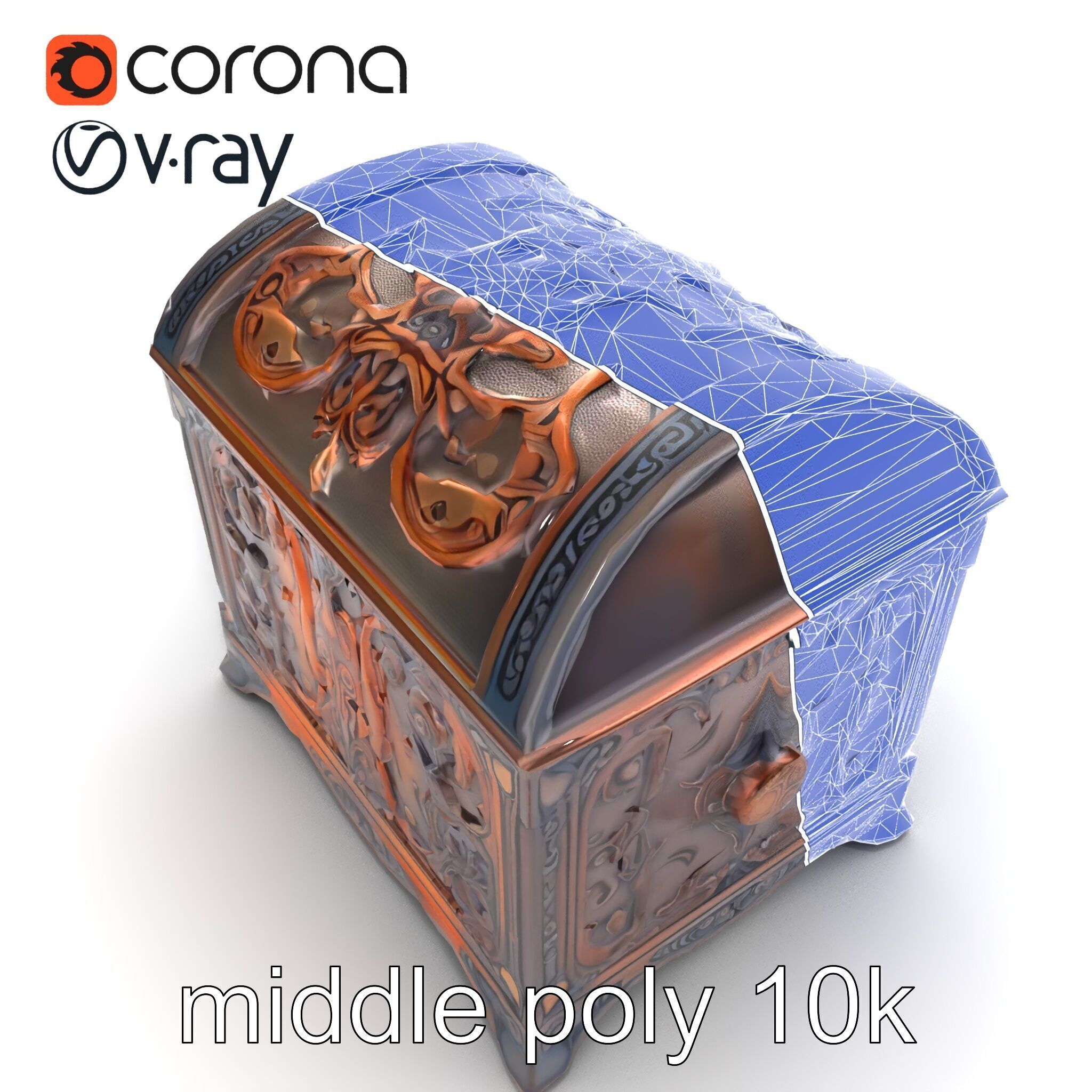 Enchanted Carved Treasure Chest model pack Low-poly 3D model_32