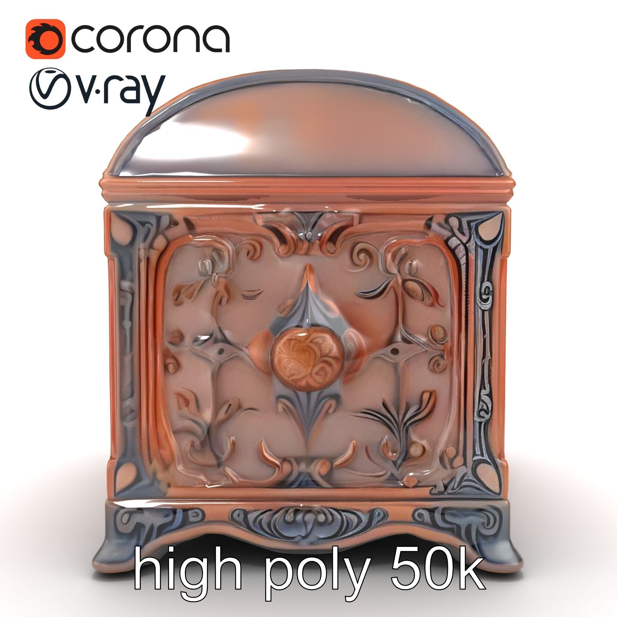 Enchanted Carved Treasure Chest model pack Low-poly 3D model_21