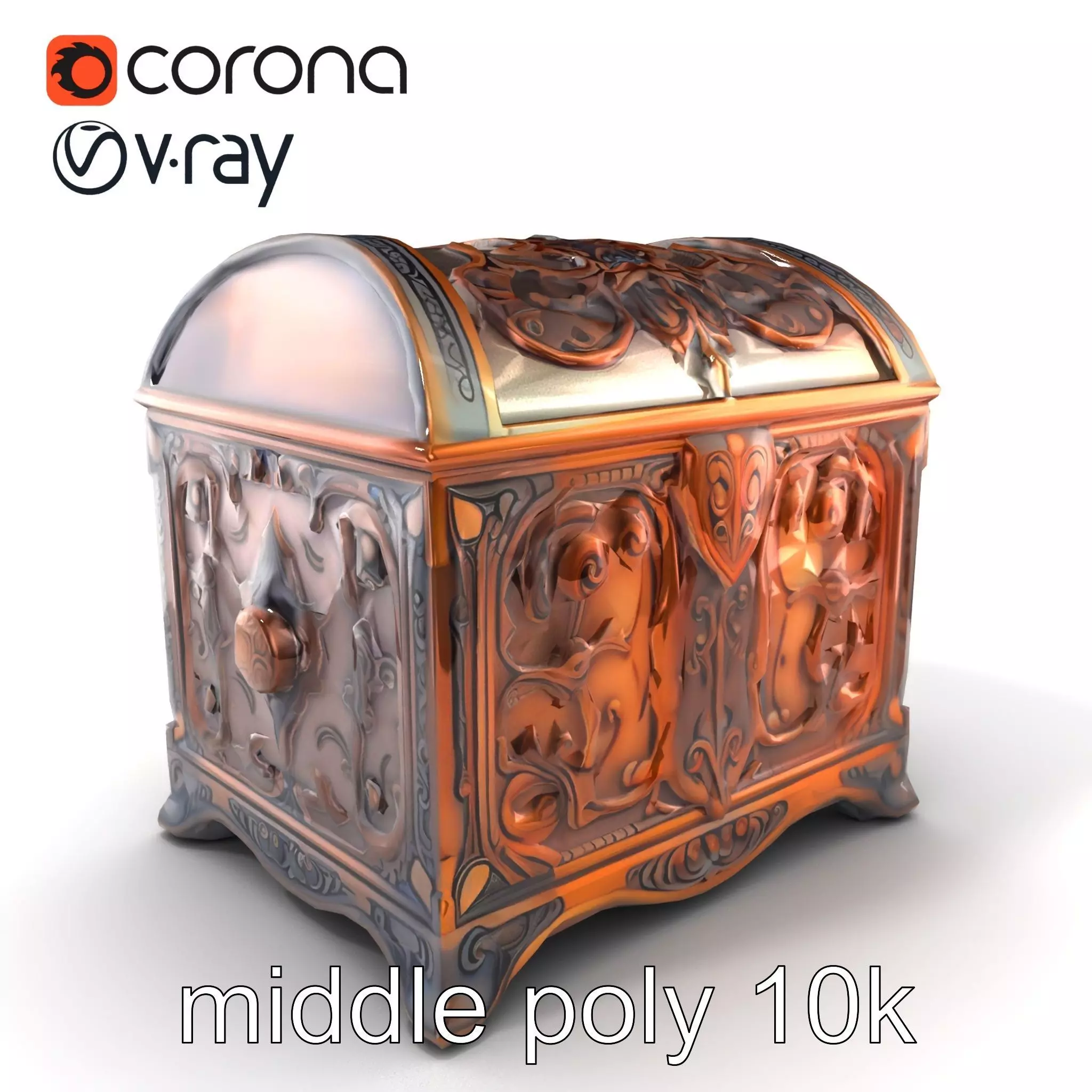 Enchanted Carved Treasure Chest model pack Low-poly 3D model_0