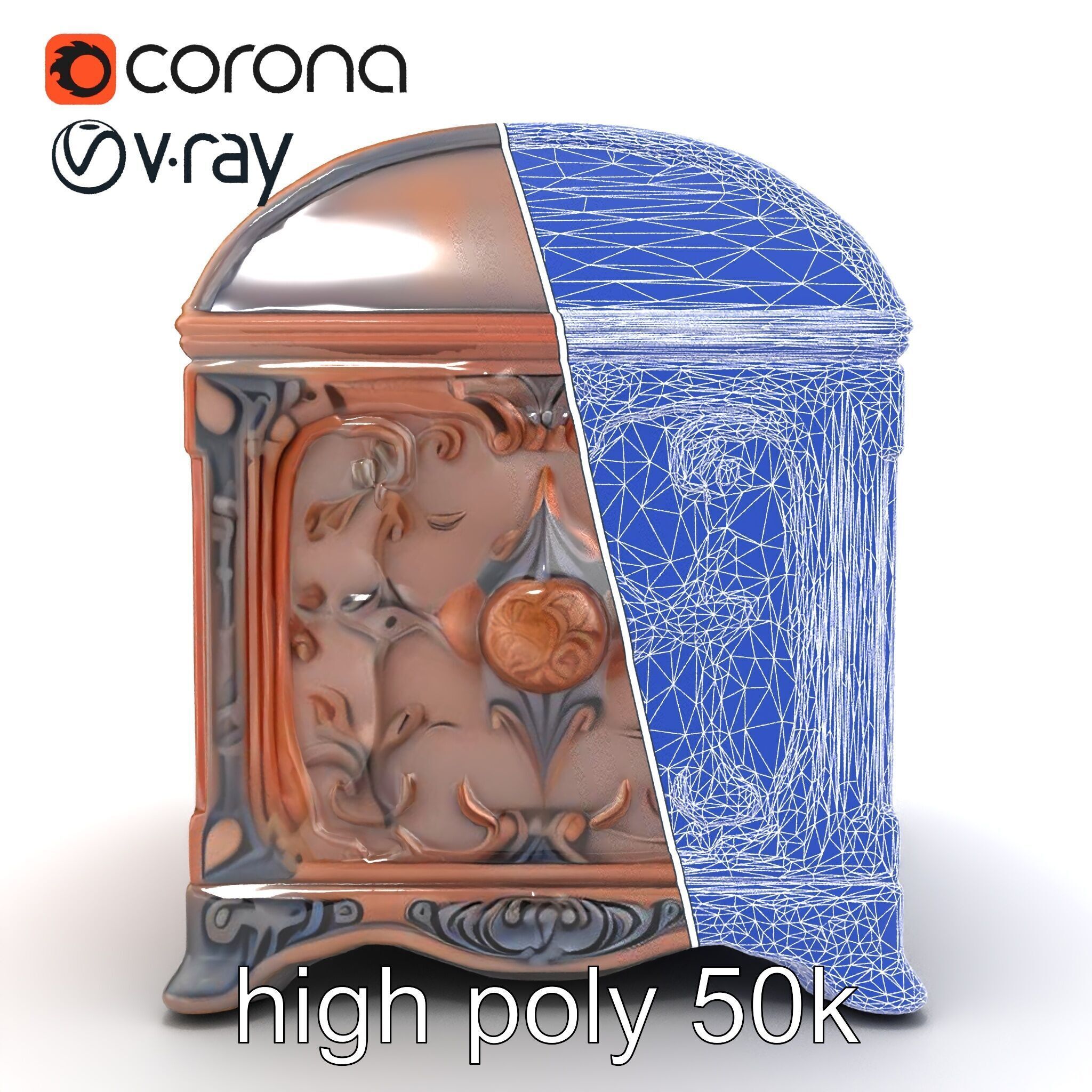 Enchanted Carved Treasure Chest model pack Low-poly 3D model_30