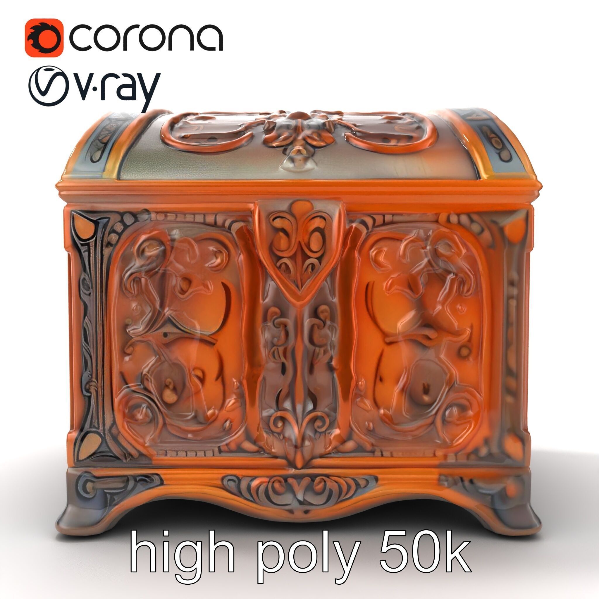 Enchanted Carved Treasure Chest model pack Low-poly 3D model_15