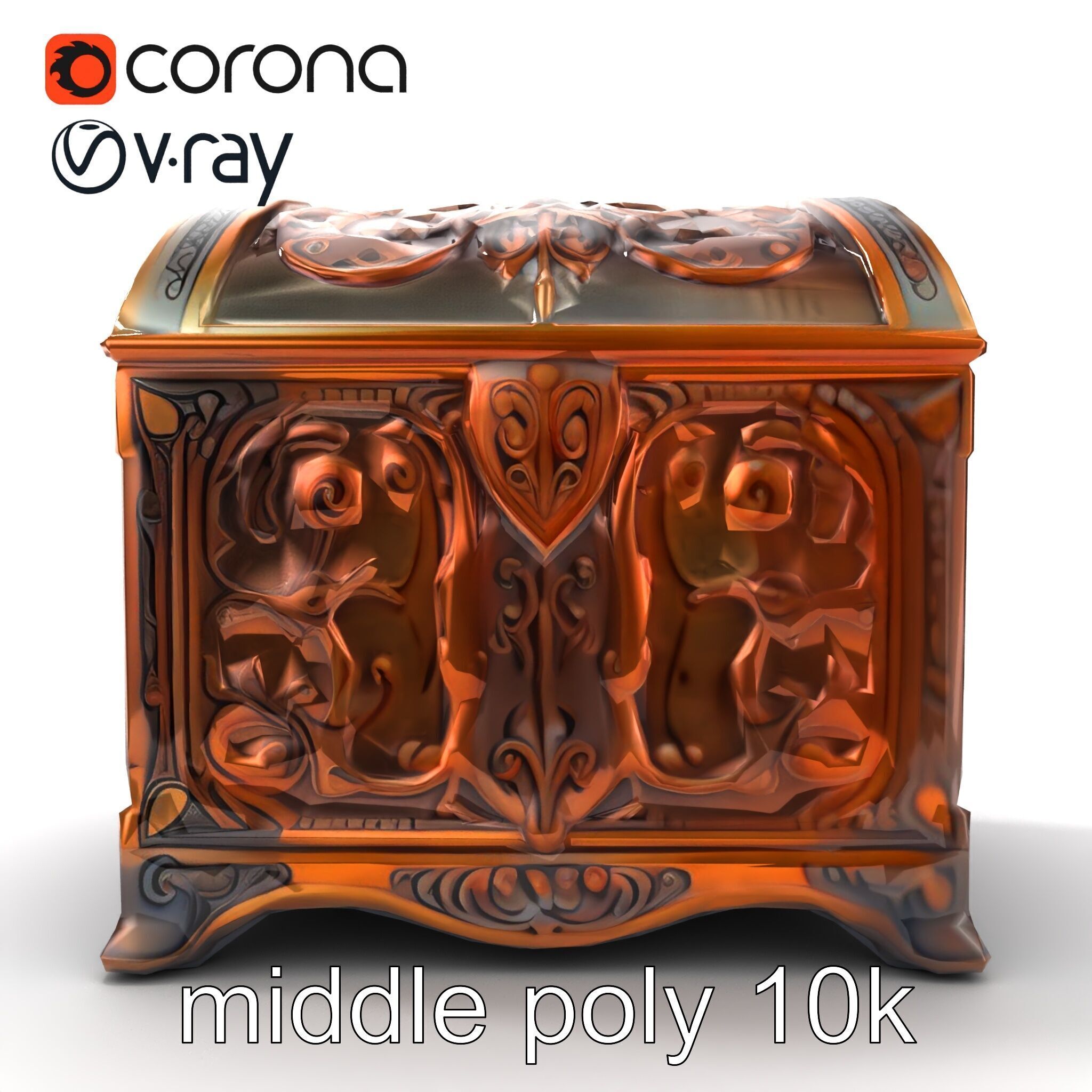 Enchanted Carved Treasure Chest model pack Low-poly 3D model_17