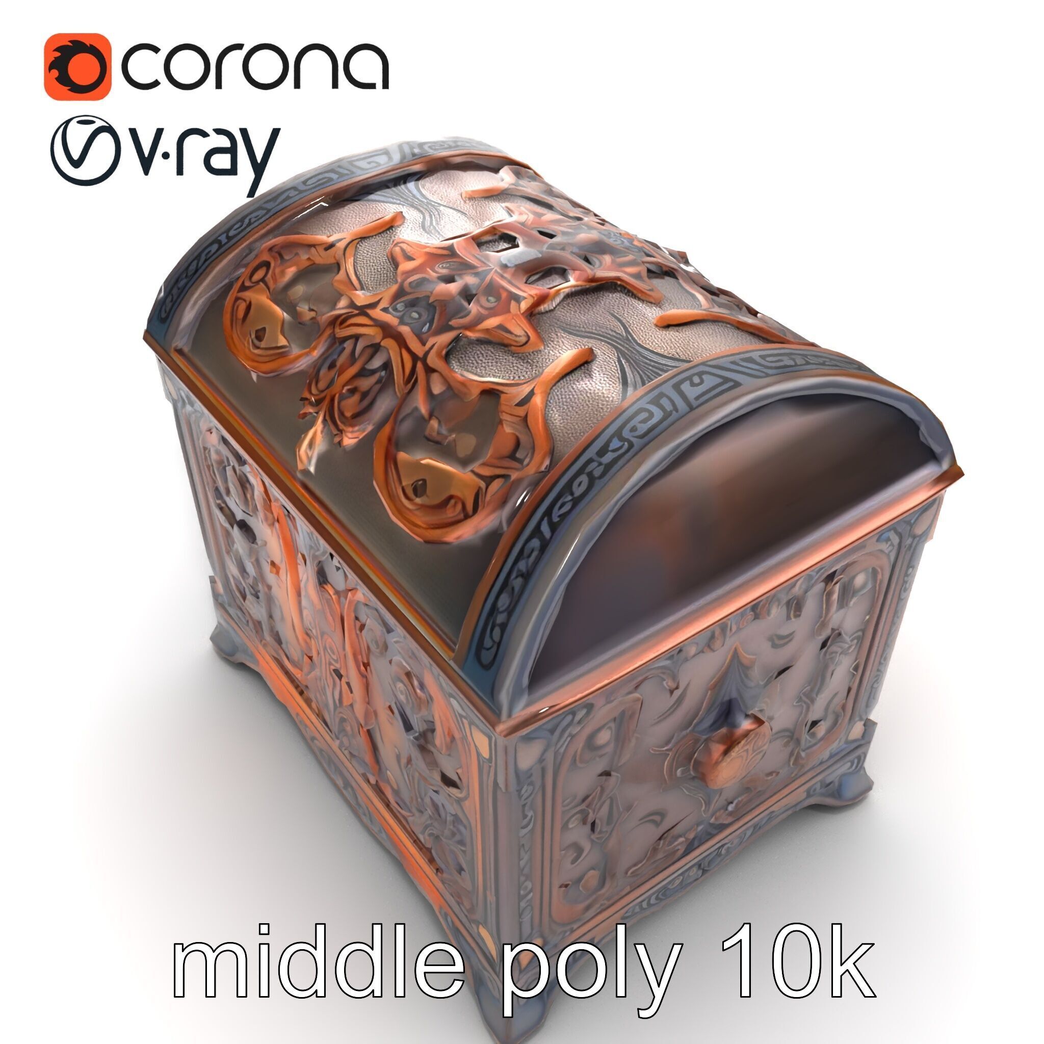 Enchanted Carved Treasure Chest model pack Low-poly 3D model_23