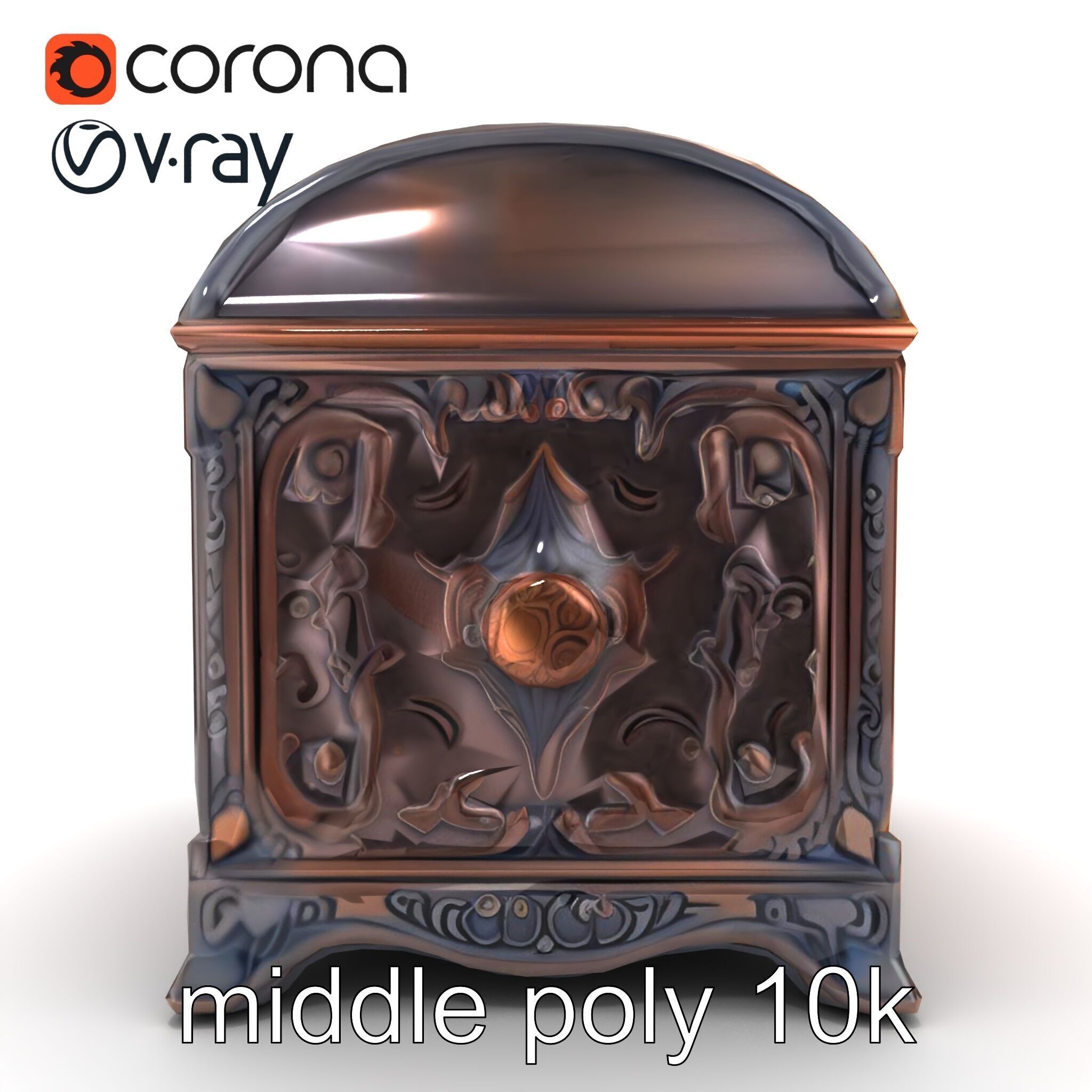 Enchanted Carved Treasure Chest model pack Low-poly 3D model_16