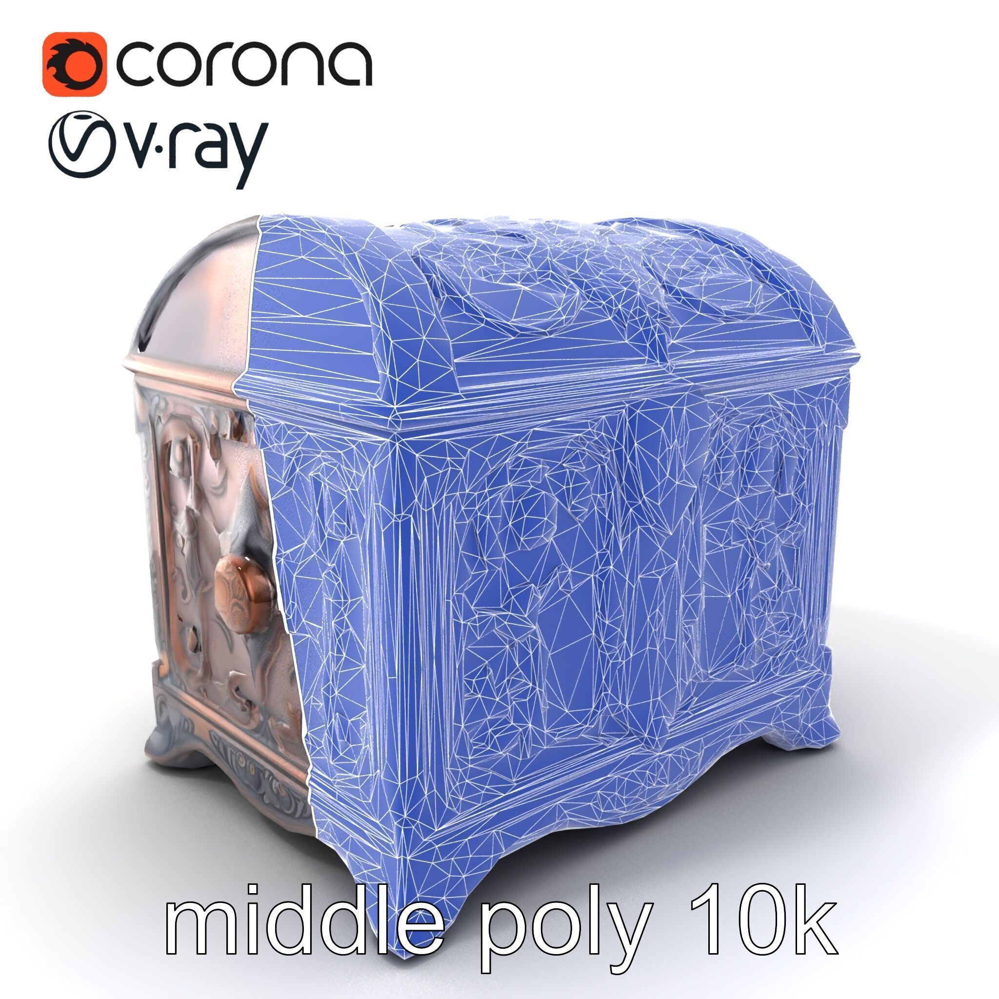 Enchanted Carved Treasure Chest model pack Low-poly 3D model_6