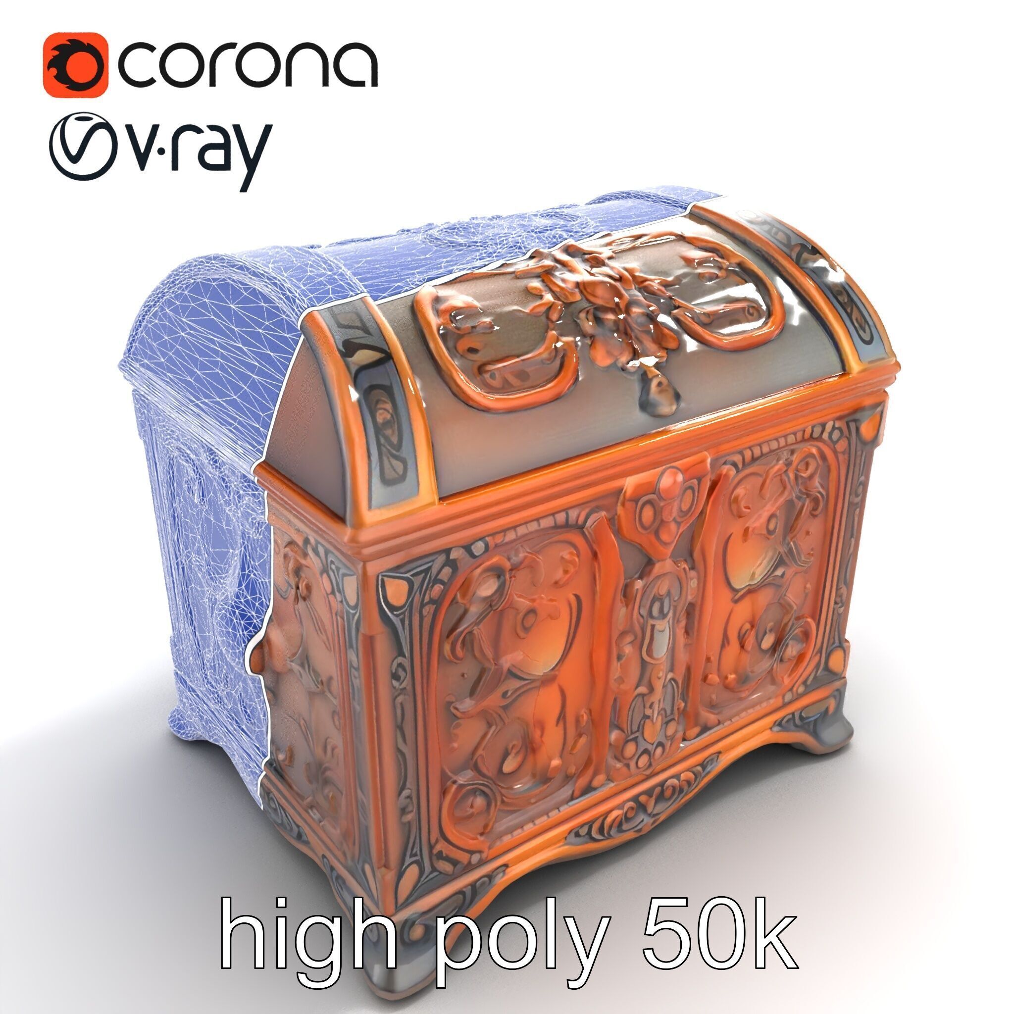 Enchanted Carved Treasure Chest model pack Low-poly 3D model_24