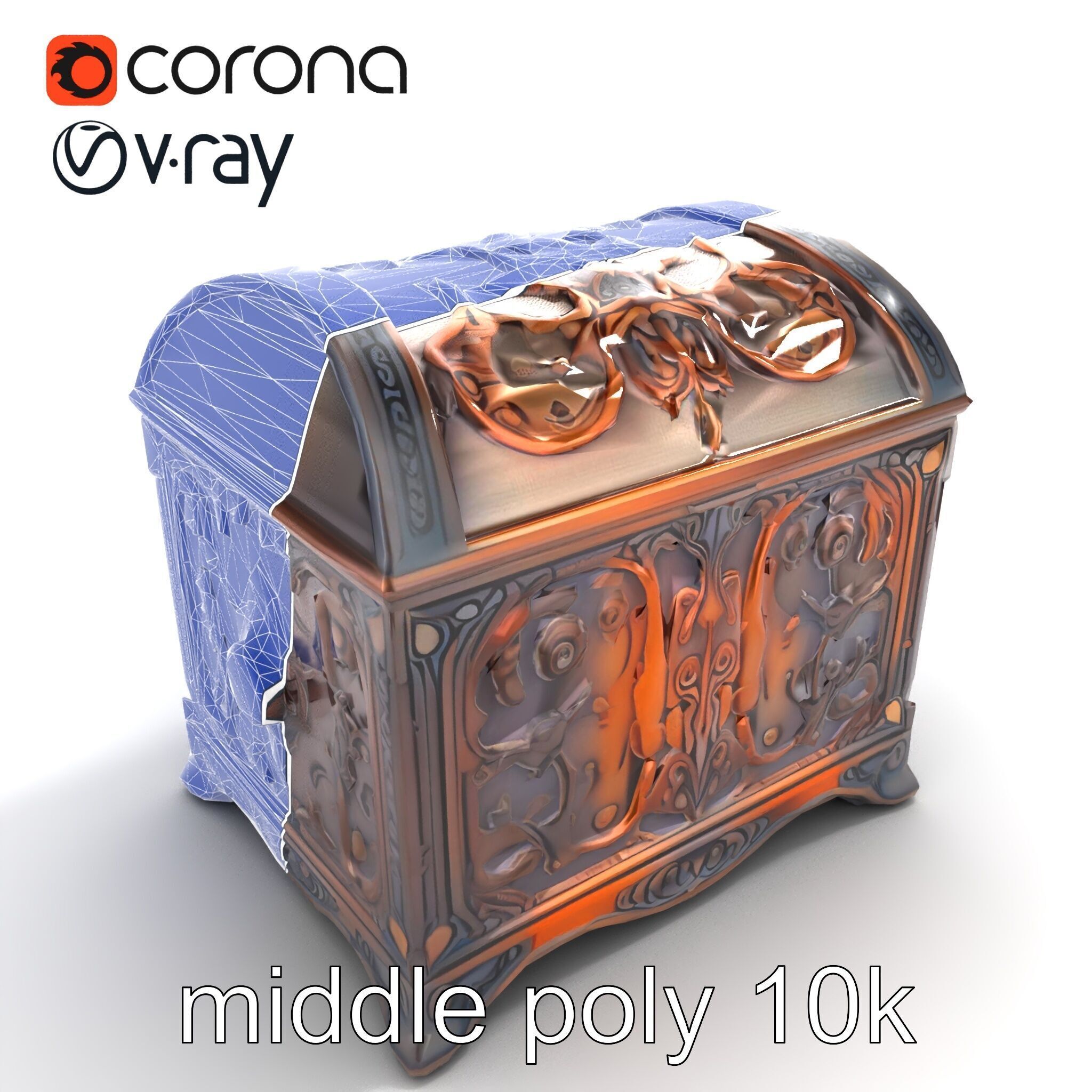 Enchanted Carved Treasure Chest model pack Low-poly 3D model_25