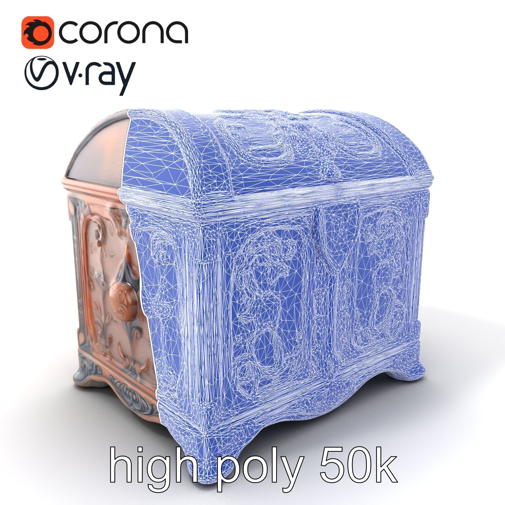 Enchanted Carved Treasure Chest model pack Low-poly 3D model_10