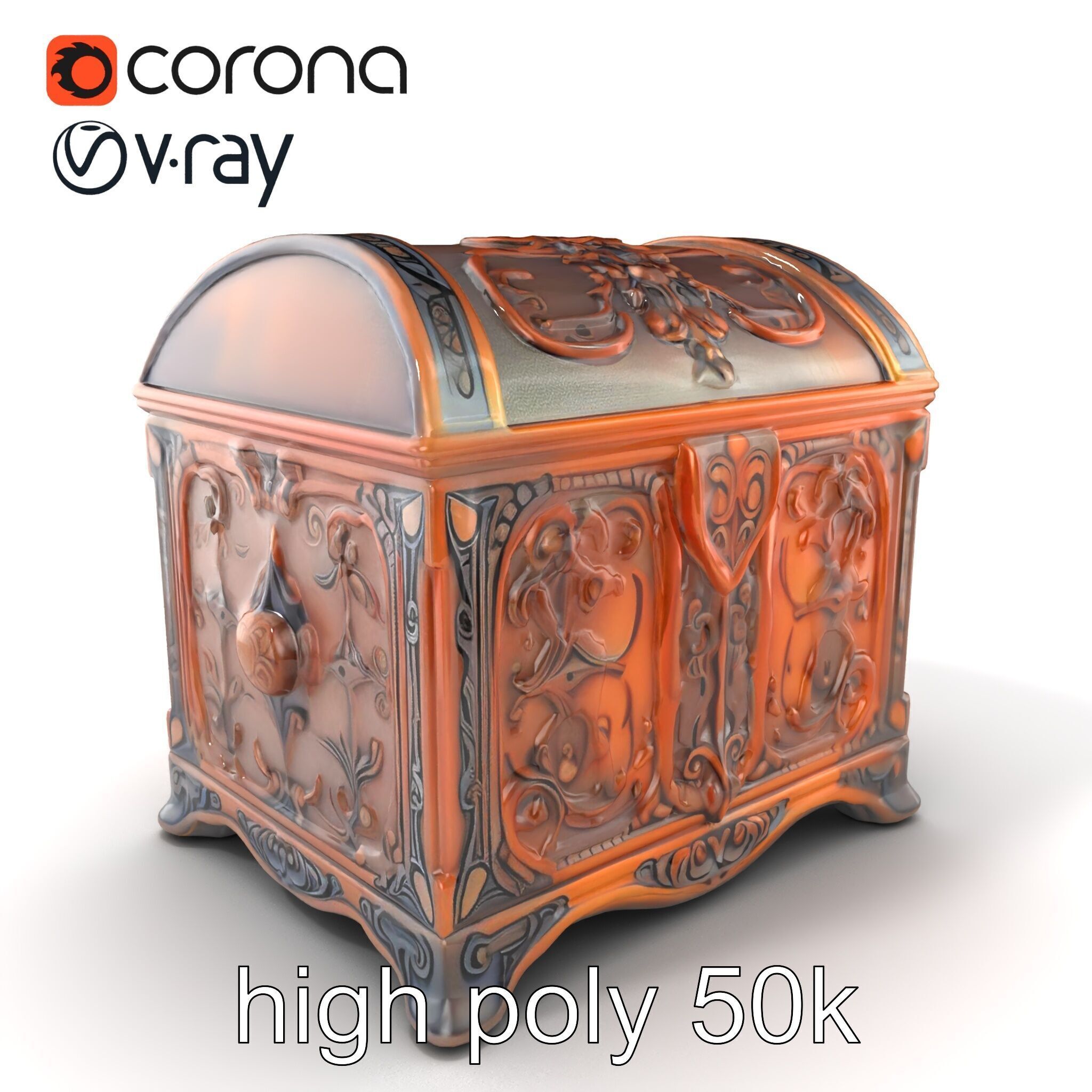 Enchanted Carved Treasure Chest model pack Low-poly 3D model_2