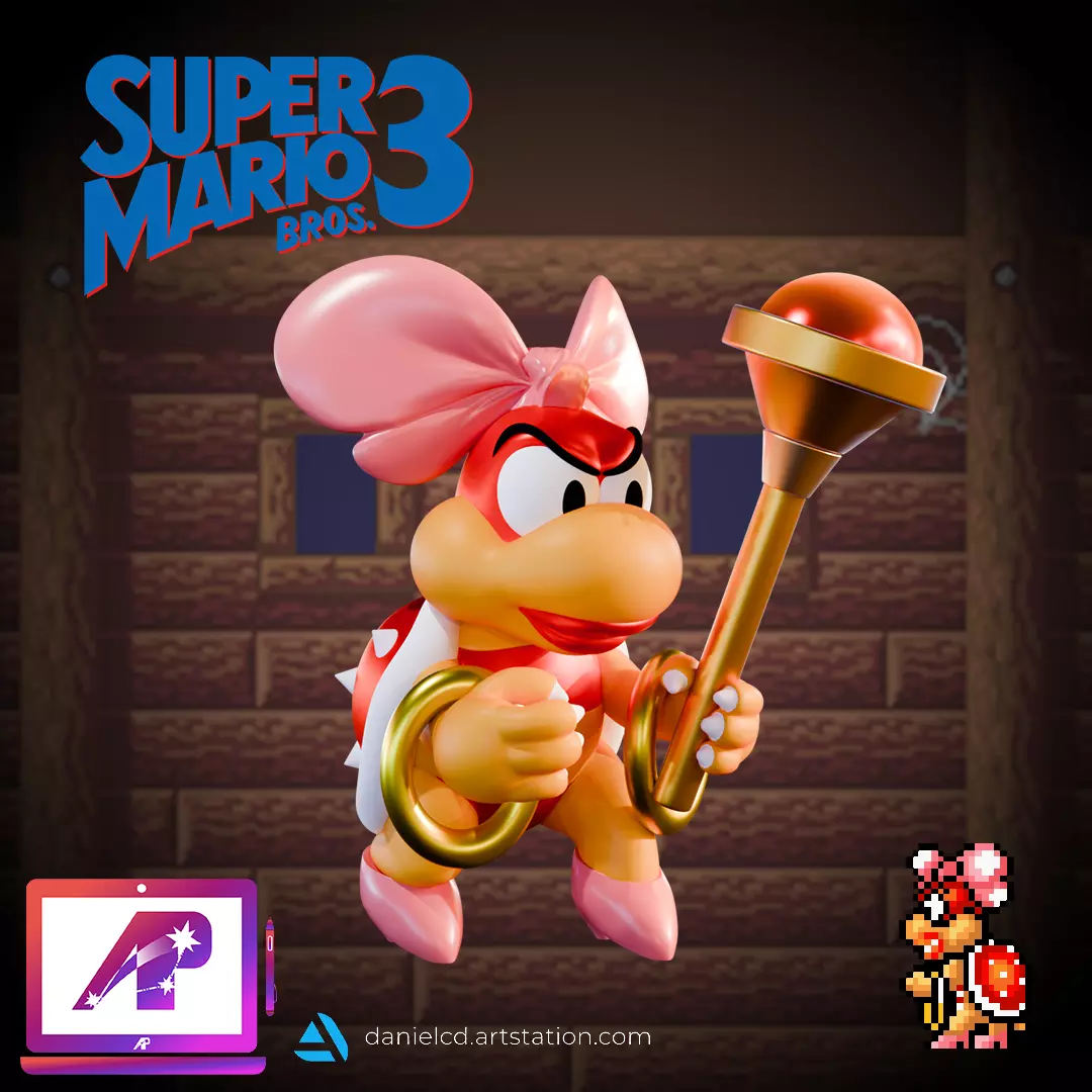 Wendy Koopaling Super Mario Bros 3 Vertex Color 3D print model_0