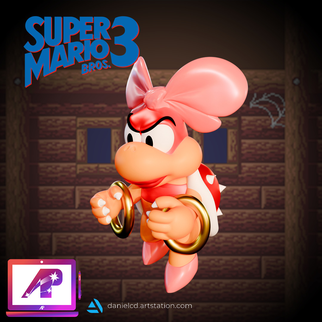 Wendy Koopaling Super Mario Bros 3 Vertex Color 3D print model_1