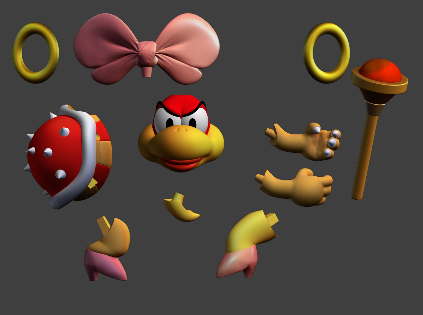 Wendy Koopaling Super Mario Bros 3 Vertex Color 3D print model_3