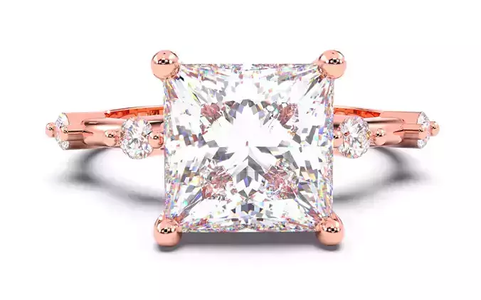 Princess Diamond Solitaire Ring 3D print model 3D print model