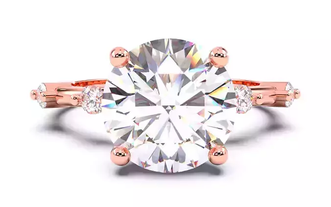 Round Diamond Solitaire Ring 3D print model 3D print model