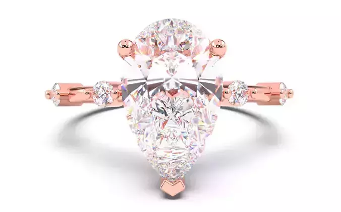 Pear Diamond Solitaire Ring 3D print model 3D print model