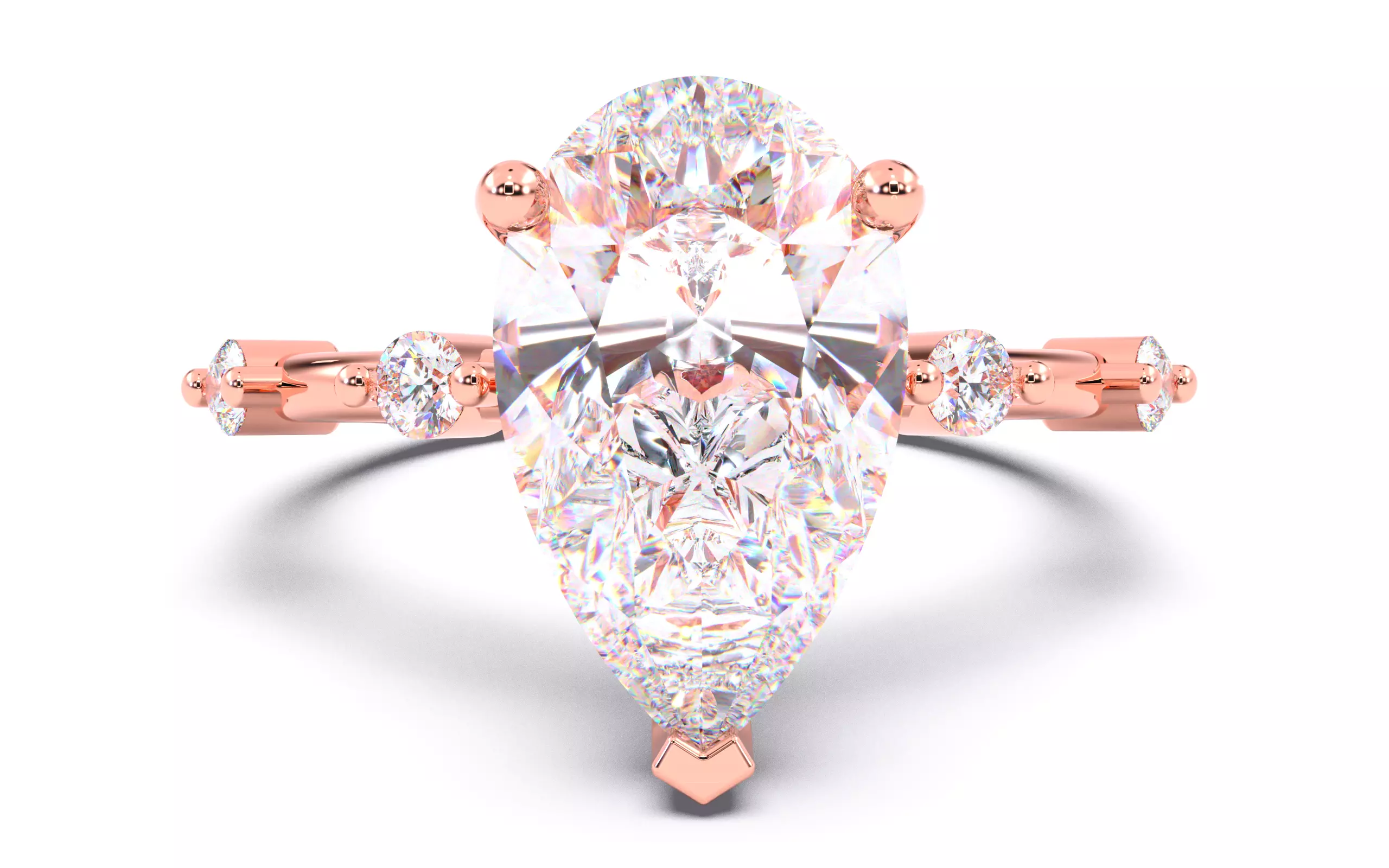 Pear Diamond Solitaire Ring 3D print model 3D print model