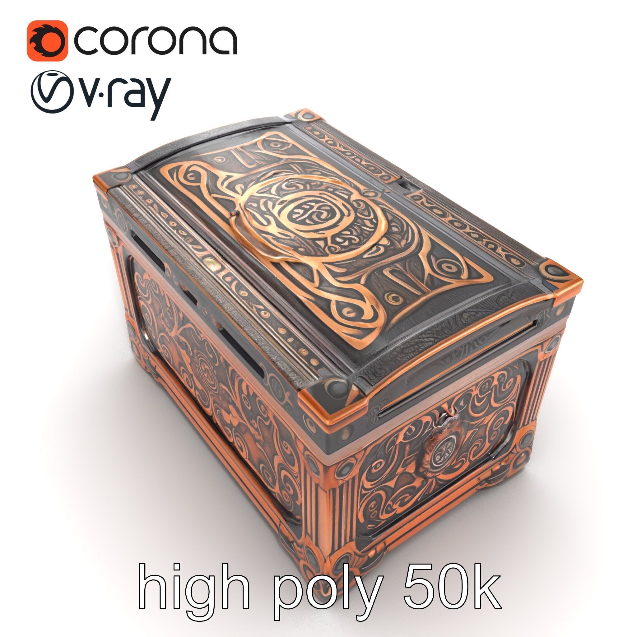 Arcane Chest Intricate Engraving Mystic Box model pack Low-poly 3D model_26