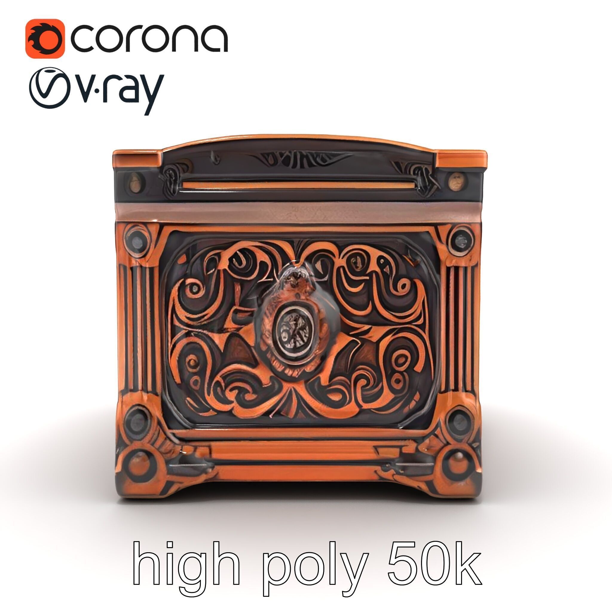 Arcane Chest Intricate Engraving Mystic Box model pack Low-poly 3D model_16