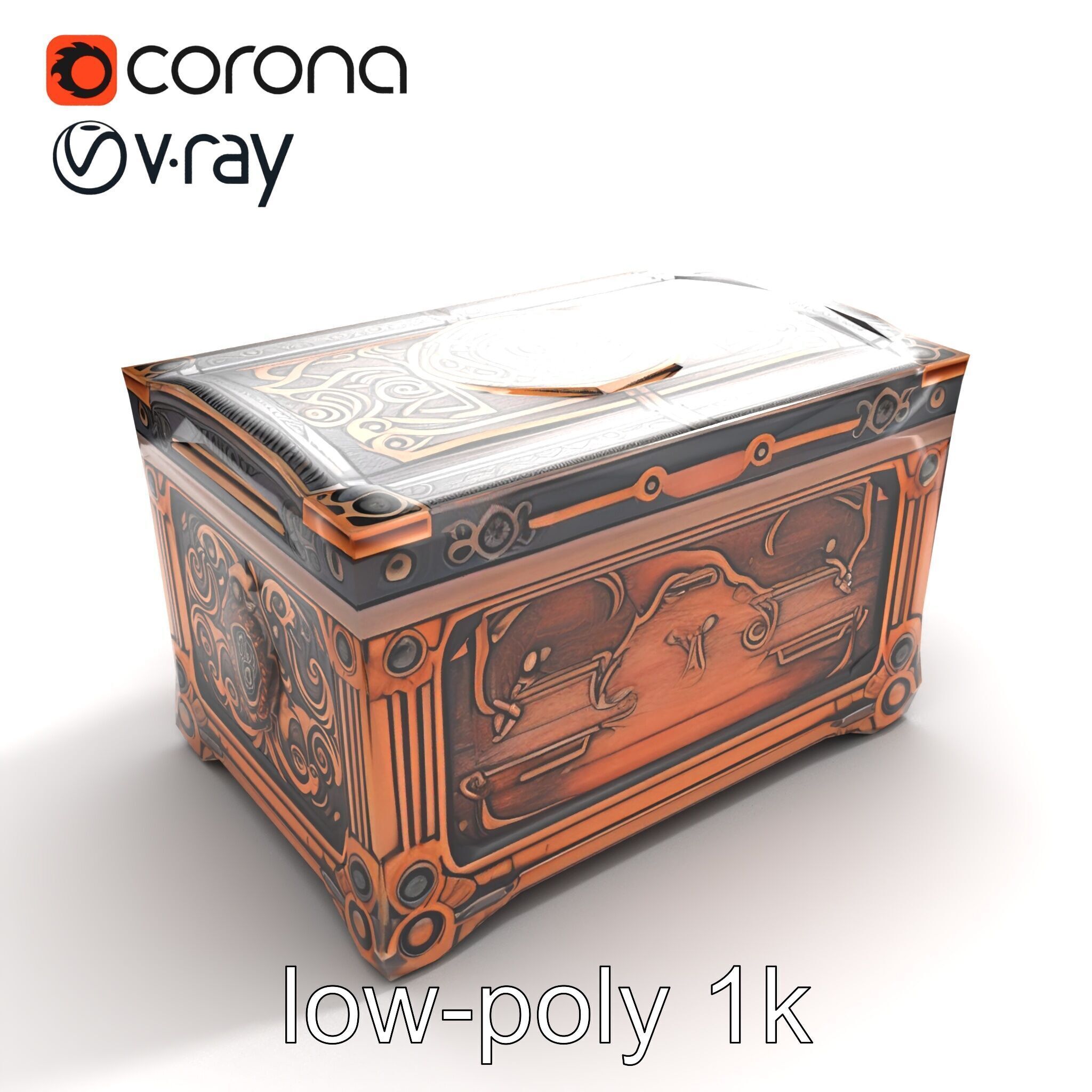Arcane Chest Intricate Engraving Mystic Box model pack Low-poly 3D model_9