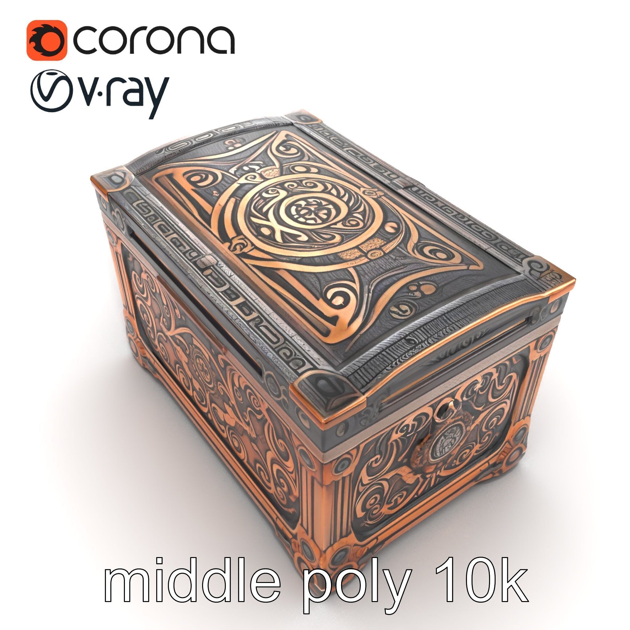Arcane Chest Intricate Engraving Mystic Box model pack Low-poly 3D model_25