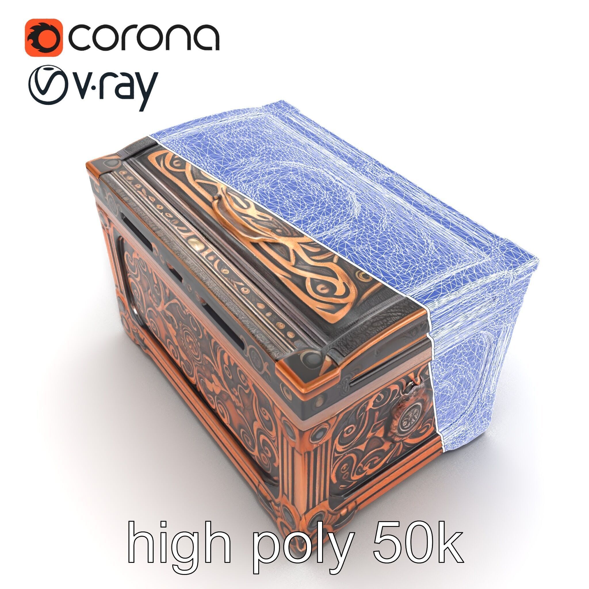 Arcane Chest Intricate Engraving Mystic Box model pack Low-poly 3D model_28