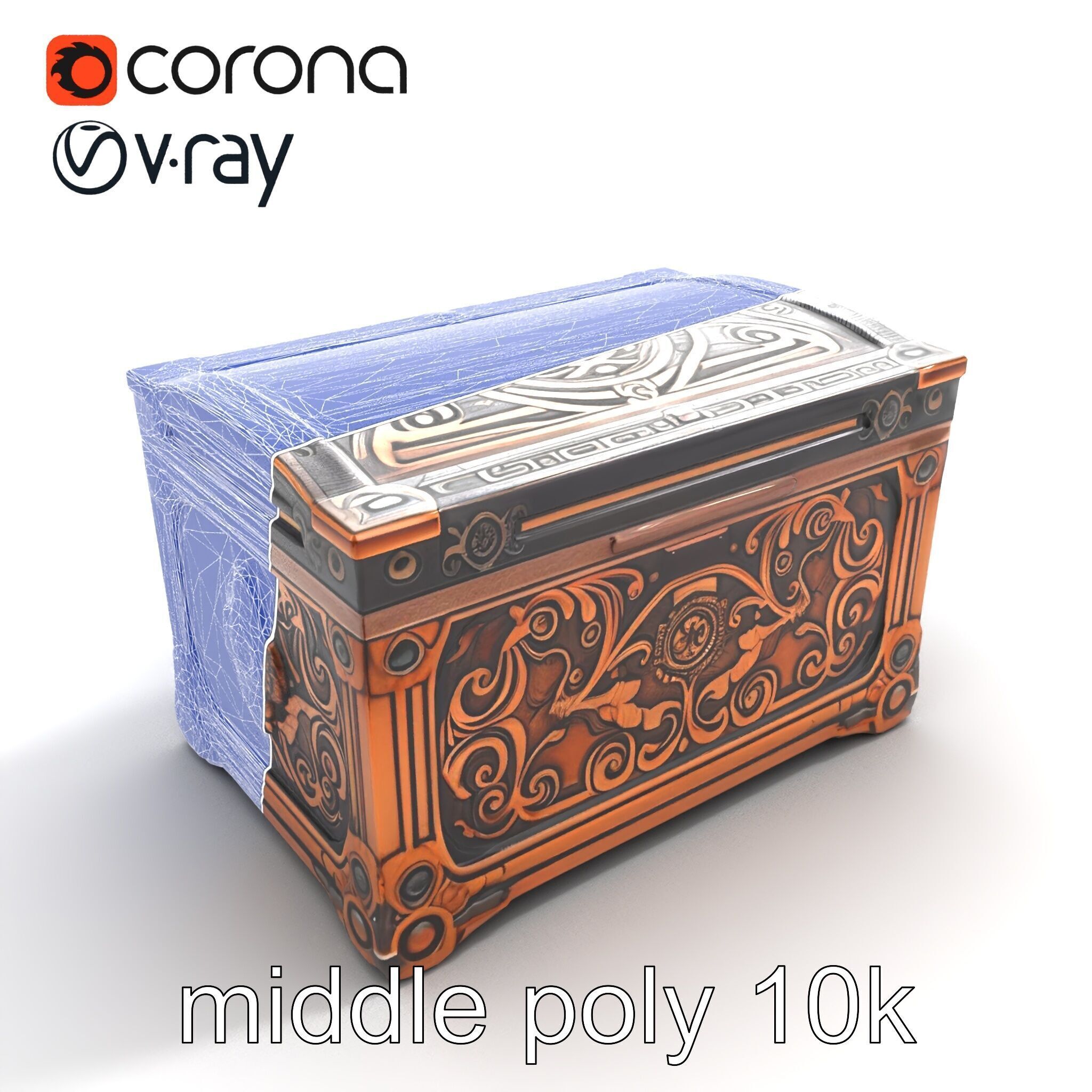 Arcane Chest Intricate Engraving Mystic Box model pack Low-poly 3D model_13