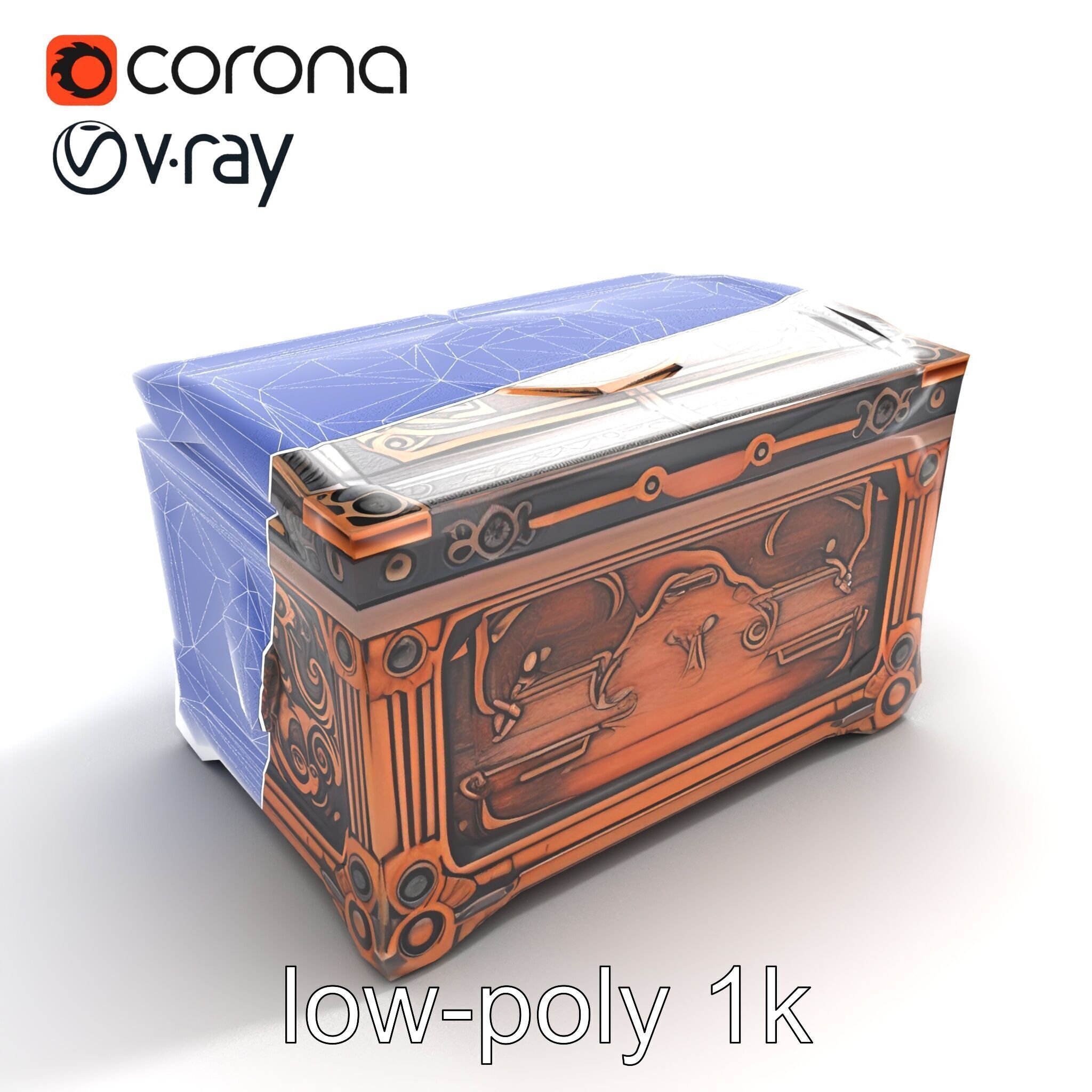 Arcane Chest Intricate Engraving Mystic Box model pack Low-poly 3D model_11