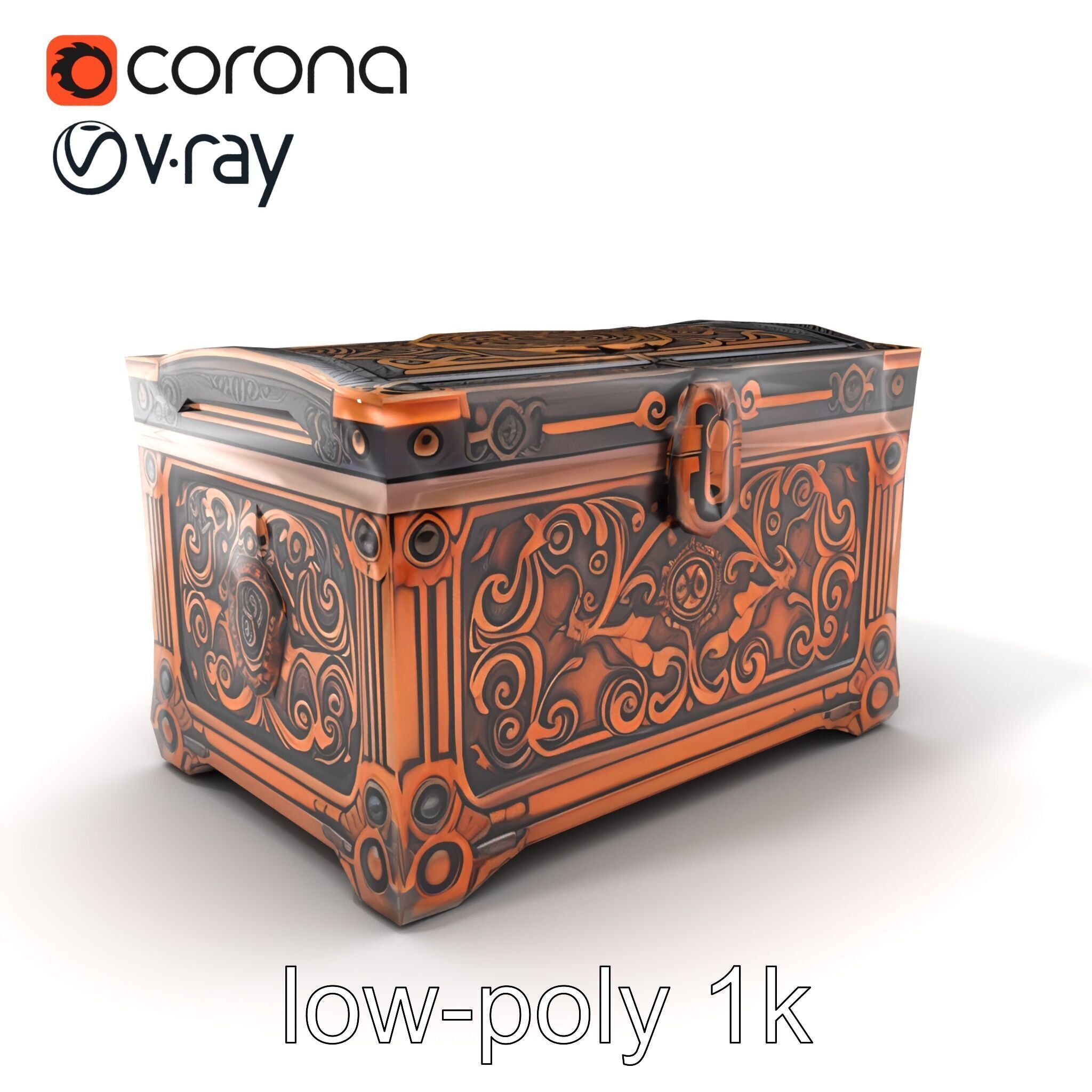 Arcane Chest Intricate Engraving Mystic Box model pack Low-poly 3D model_5