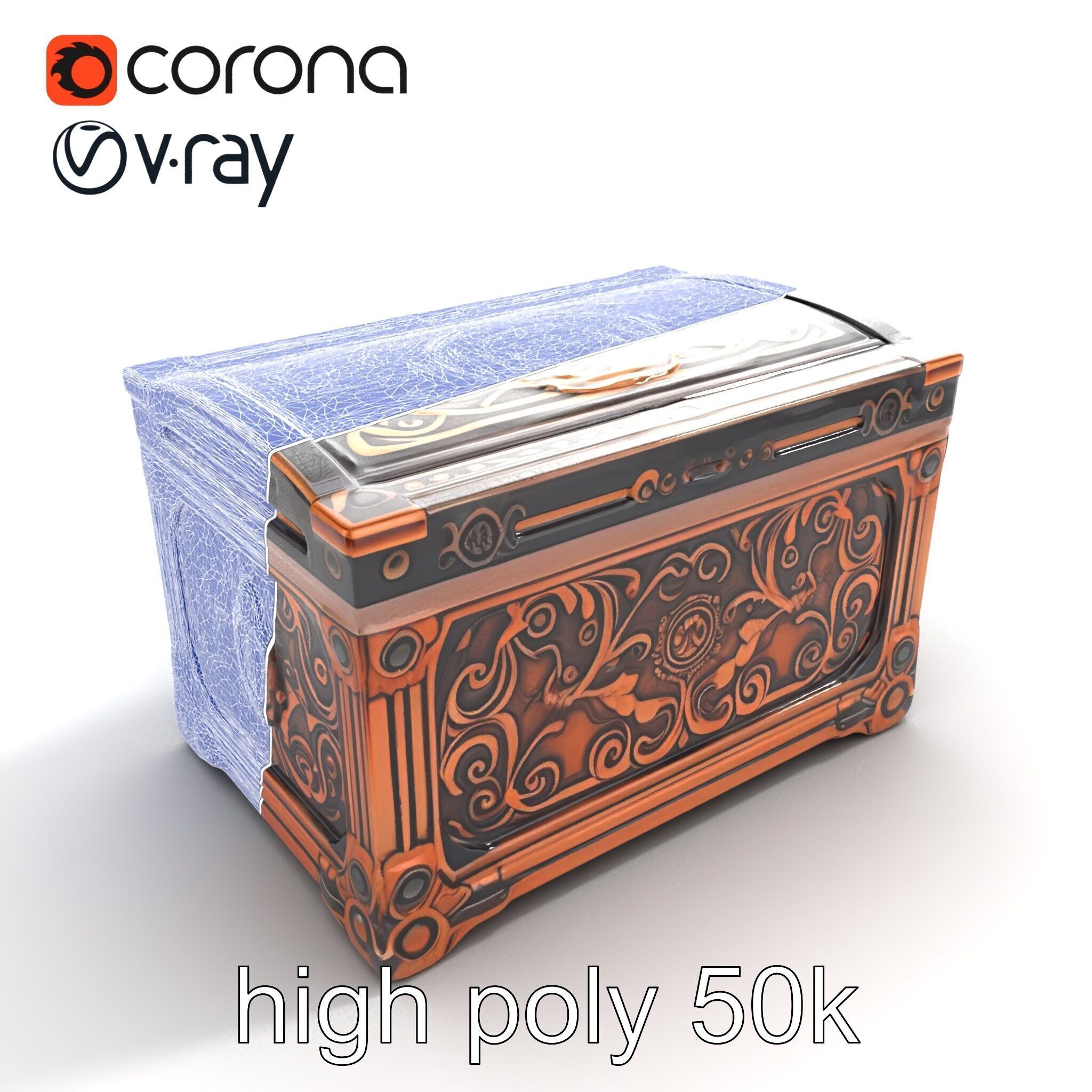 Arcane Chest Intricate Engraving Mystic Box model pack Low-poly 3D model_24
