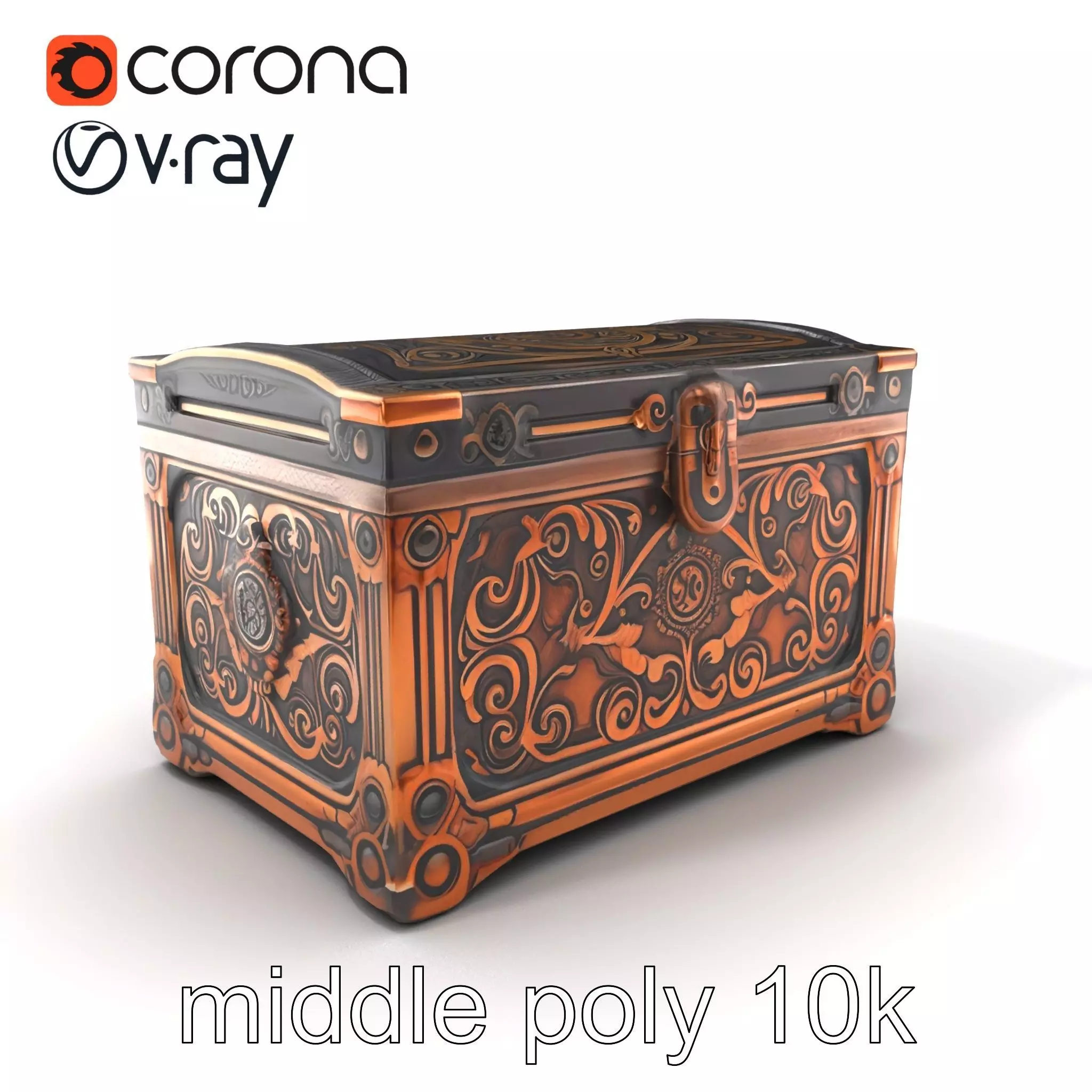 Arcane Chest Intricate Engraving Mystic Box model pack Low-poly 3D model_0