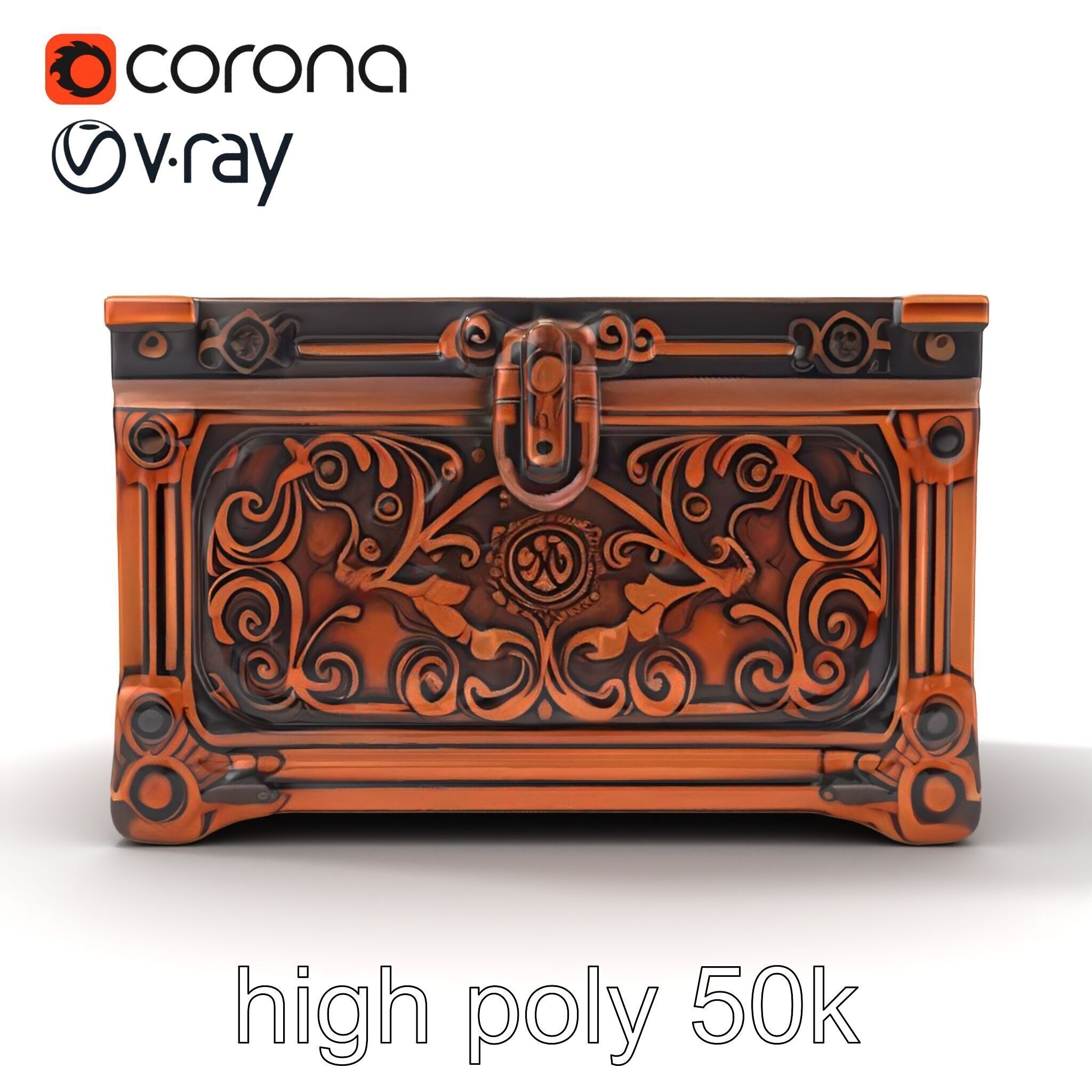 Arcane Chest Intricate Engraving Mystic Box model pack Low-poly 3D model_15