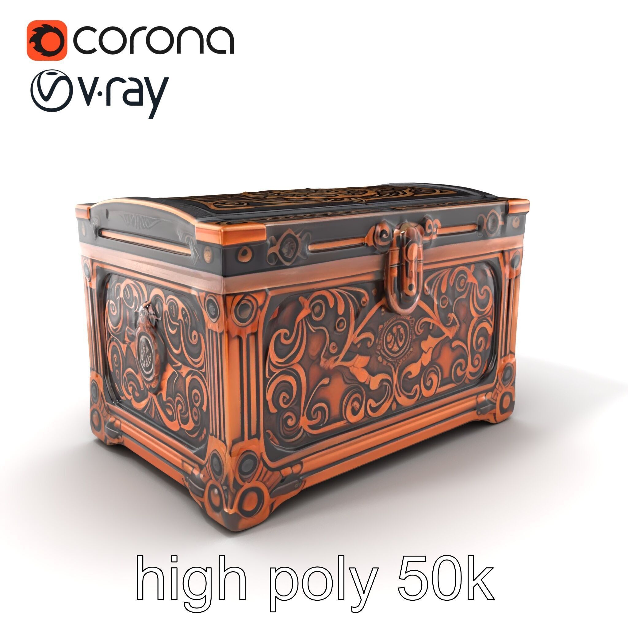 Arcane Chest Intricate Engraving Mystic Box model pack Low-poly 3D model_2