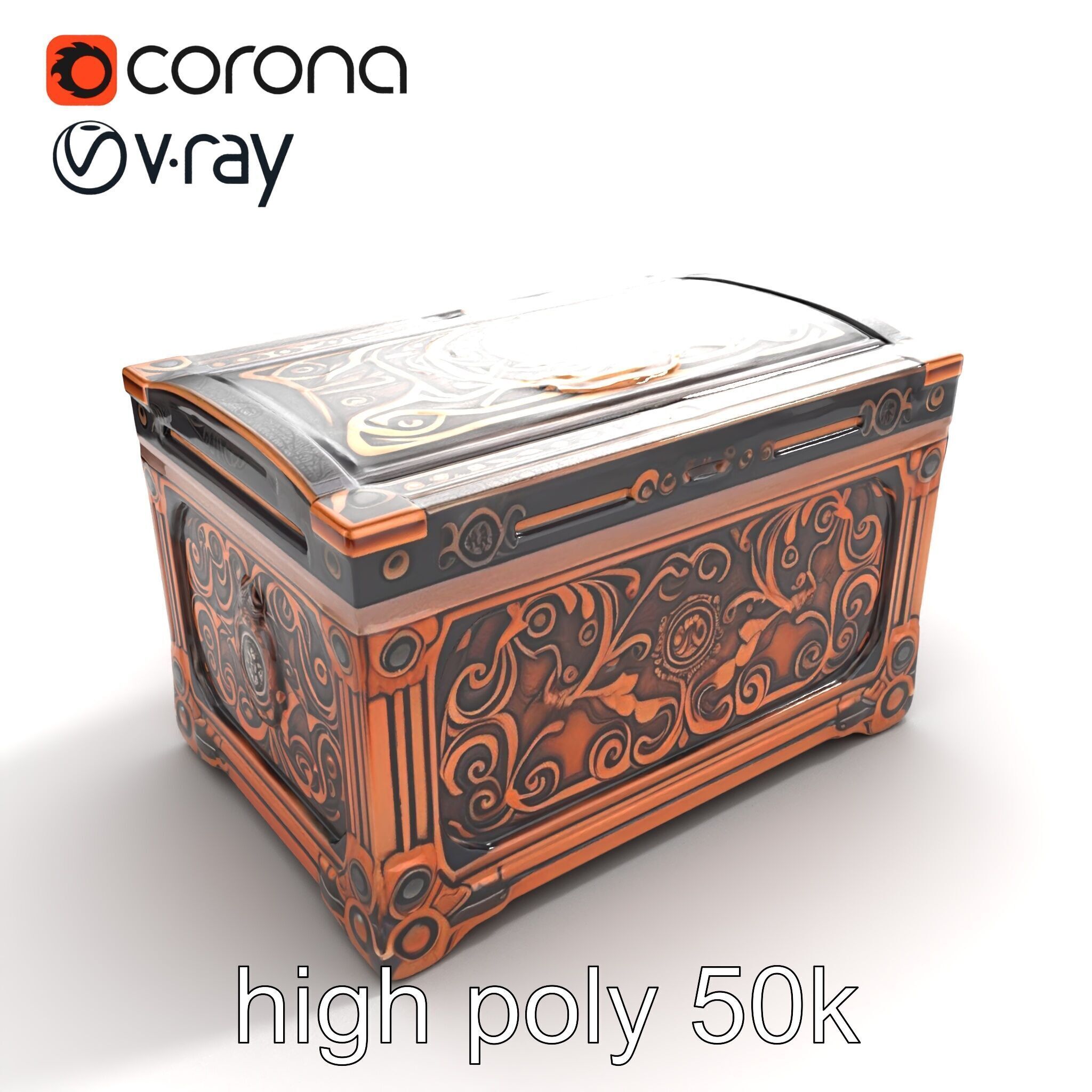 Arcane Chest Intricate Engraving Mystic Box model pack Low-poly 3D model_14