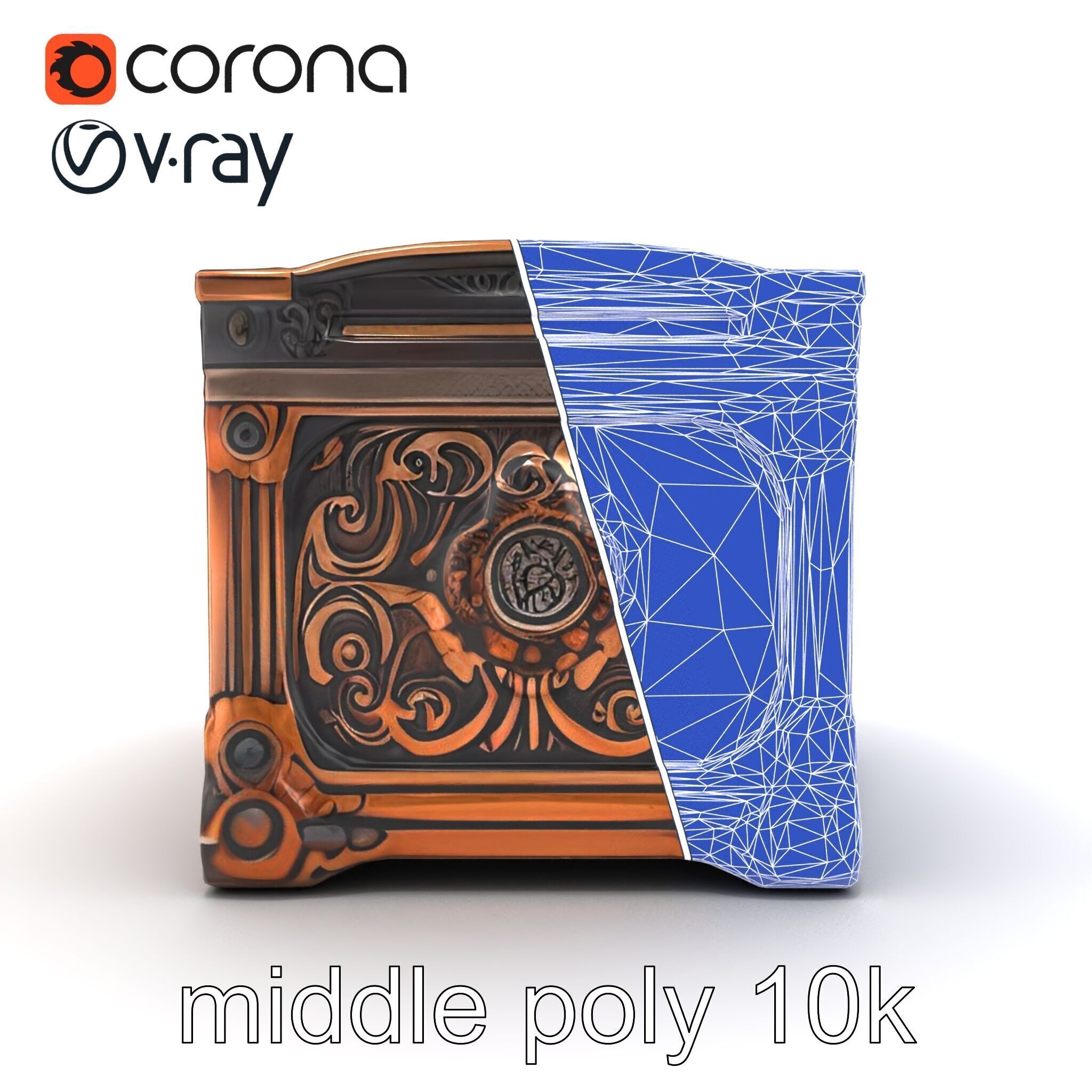 Arcane Chest Intricate Engraving Mystic Box model pack Low-poly 3D model_30