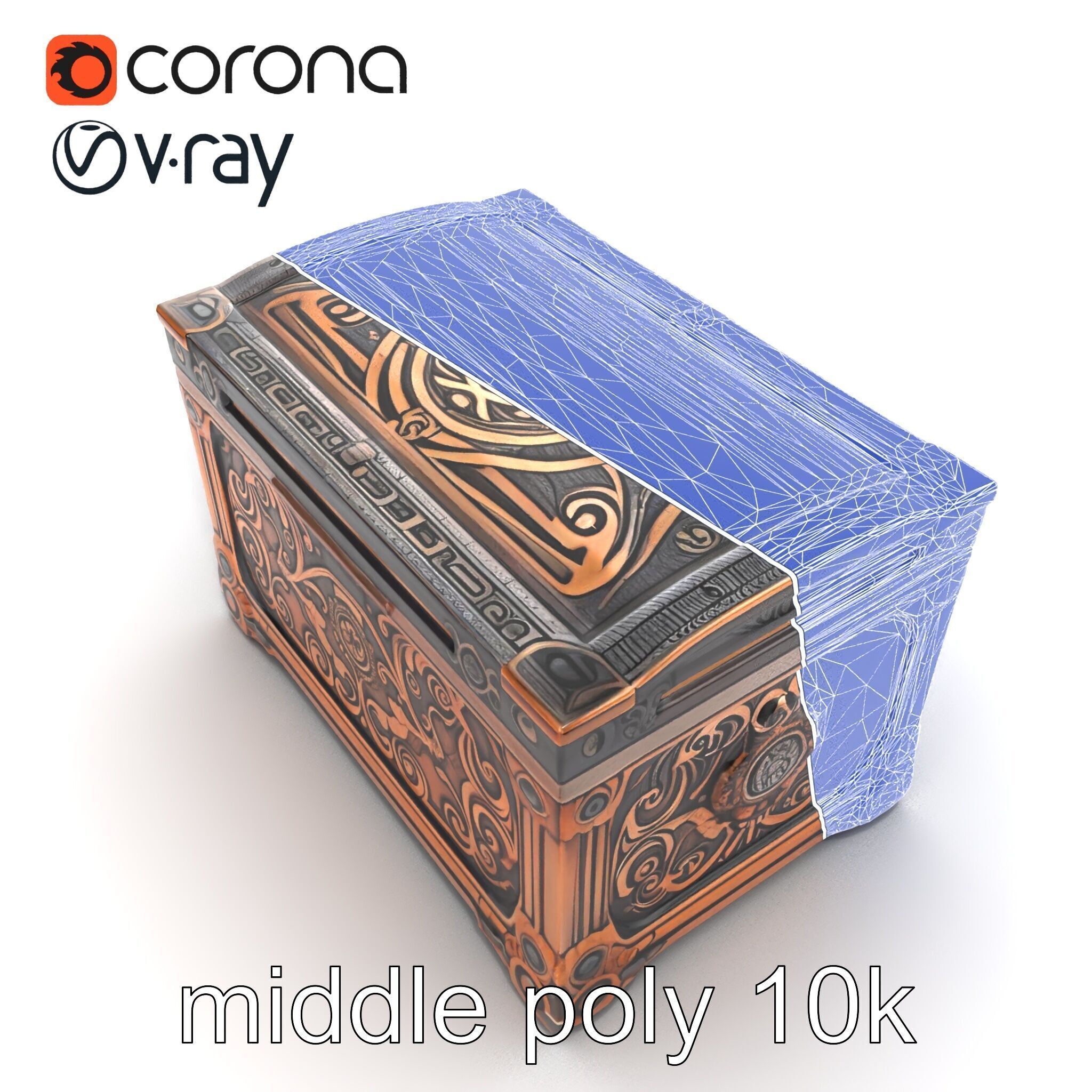 Arcane Chest Intricate Engraving Mystic Box model pack Low-poly 3D model_17