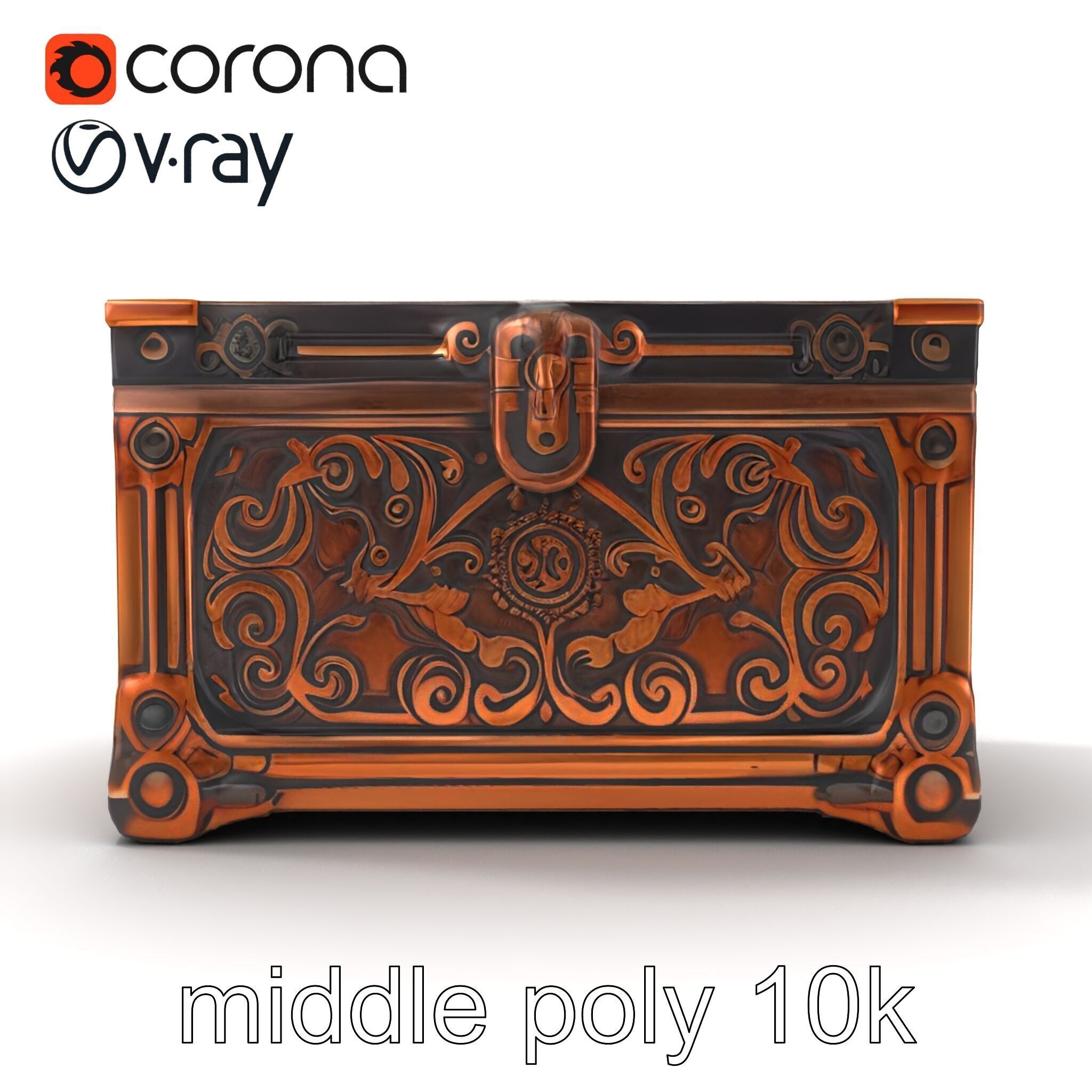 Arcane Chest Intricate Engraving Mystic Box model pack Low-poly 3D model_32