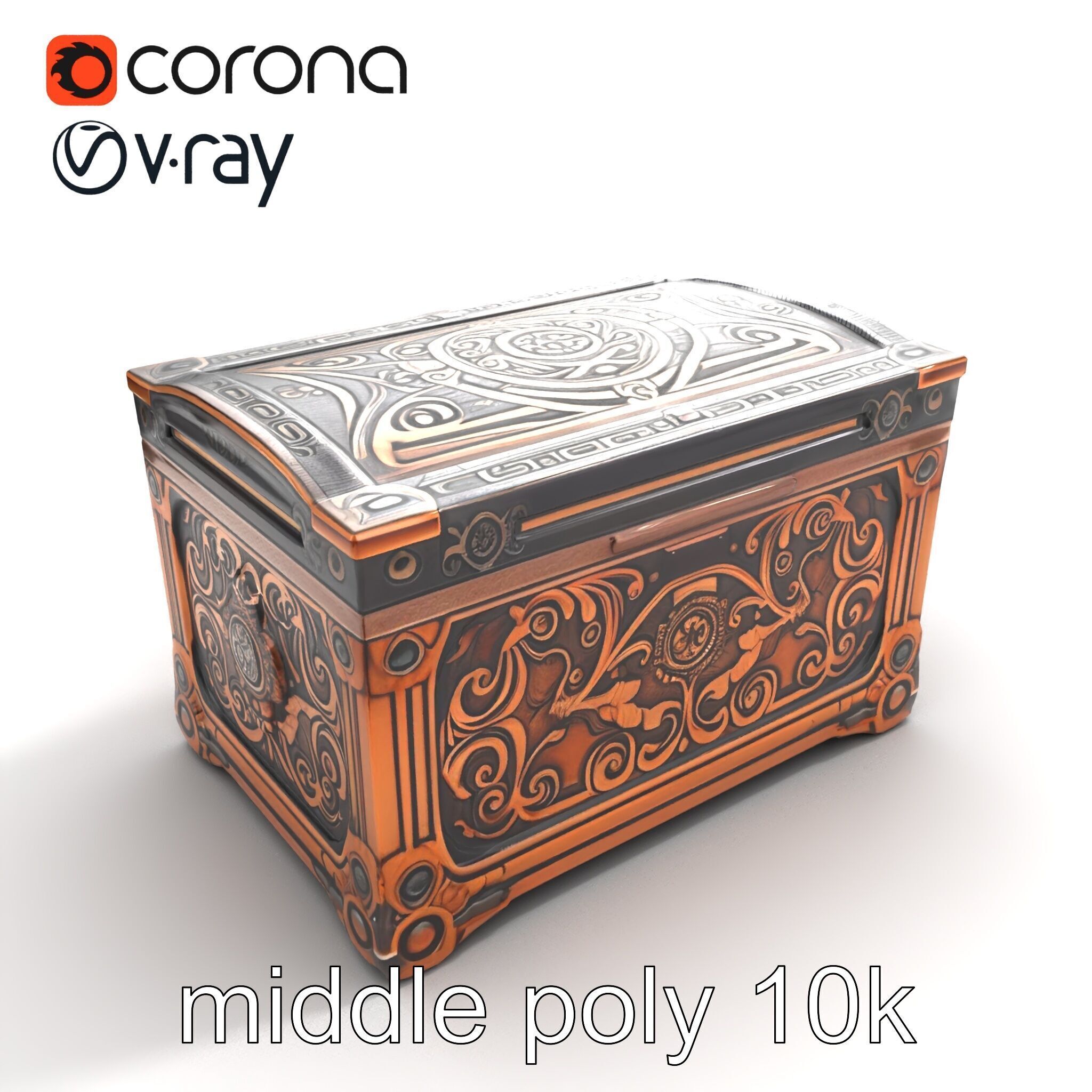 Arcane Chest Intricate Engraving Mystic Box model pack Low-poly 3D model_8