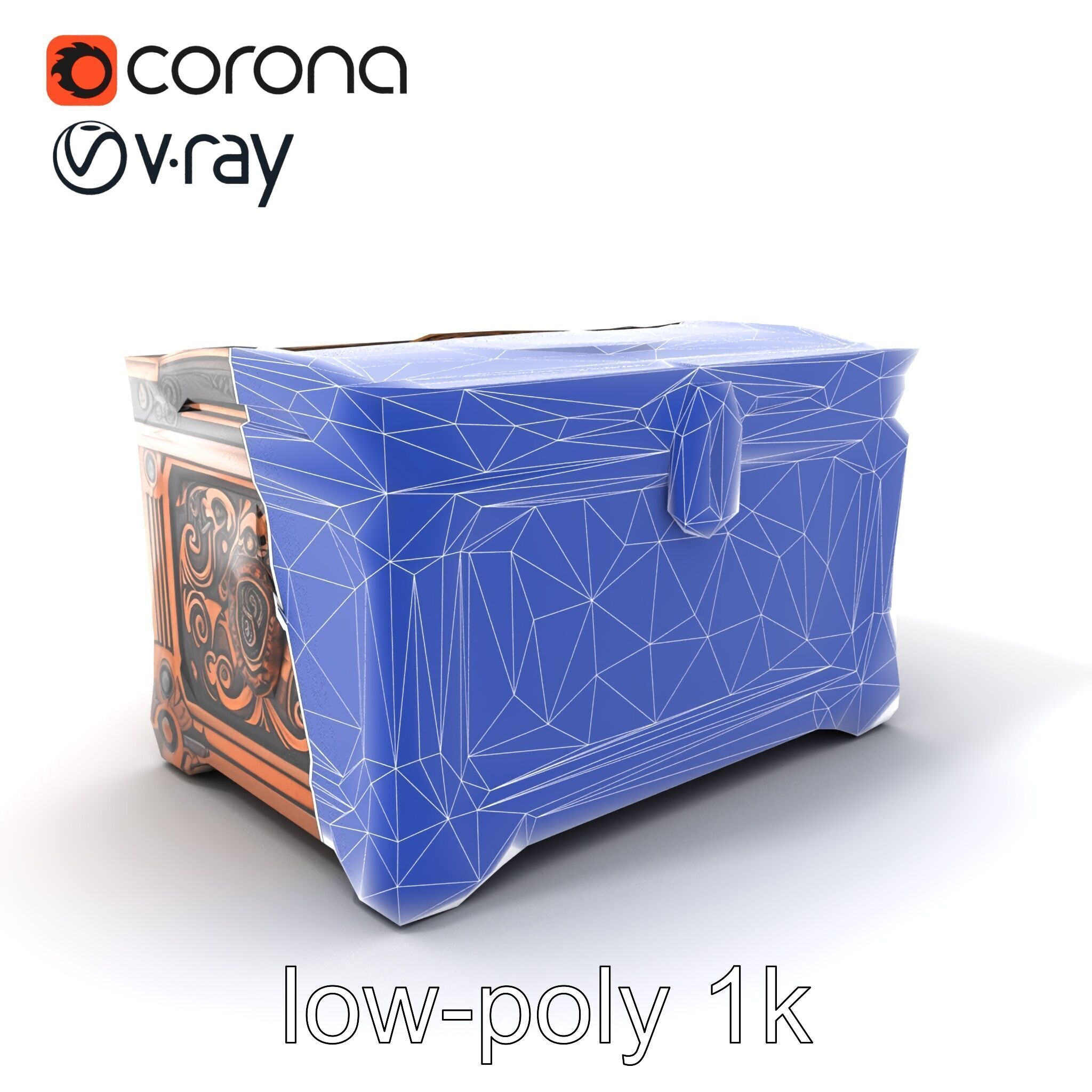 Arcane Chest Intricate Engraving Mystic Box model pack Low-poly 3D model_7
