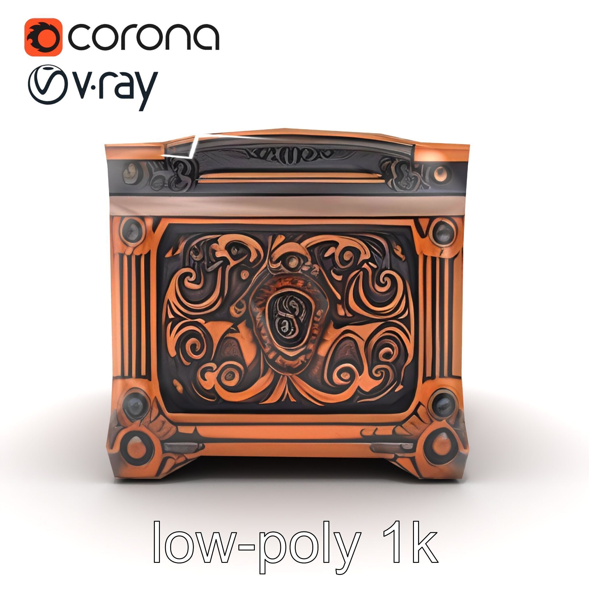 Arcane Chest Intricate Engraving Mystic Box model pack Low-poly 3D model_20