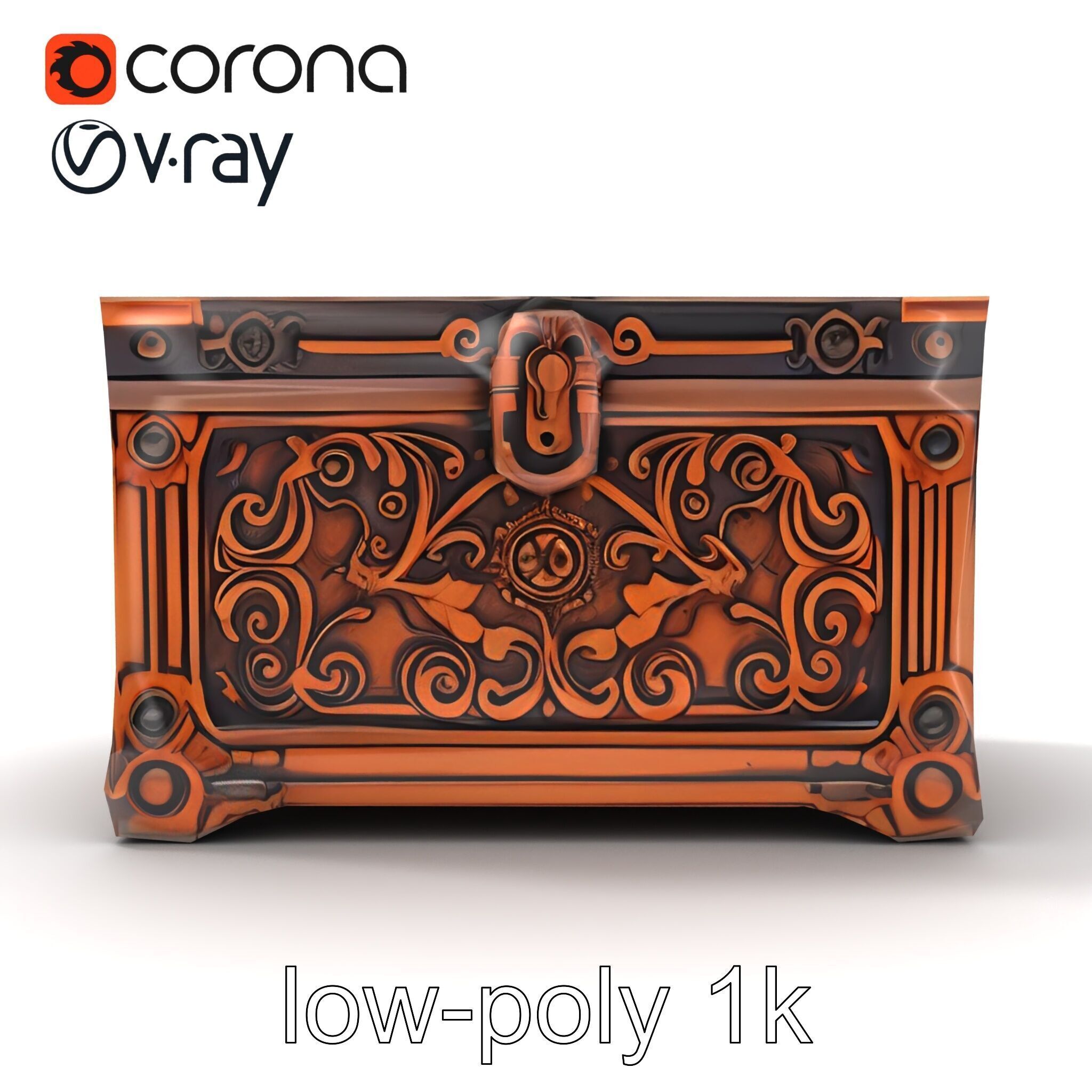 Arcane Chest Intricate Engraving Mystic Box model pack Low-poly 3D model_27