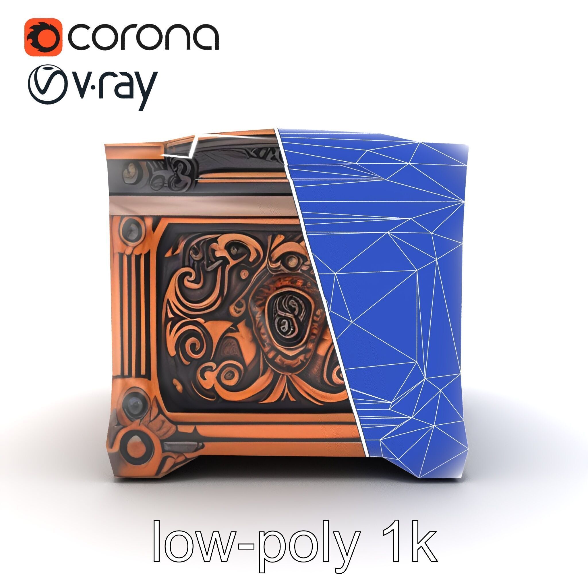 Arcane Chest Intricate Engraving Mystic Box model pack Low-poly 3D model_21