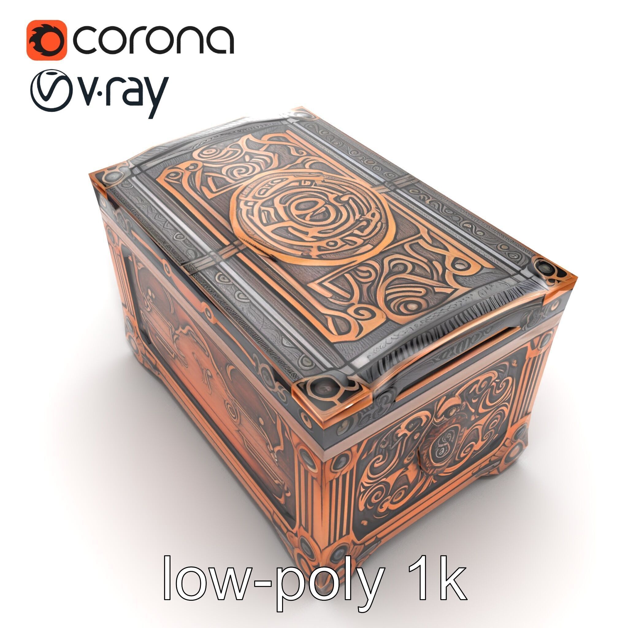 Arcane Chest Intricate Engraving Mystic Box model pack Low-poly 3D model_23